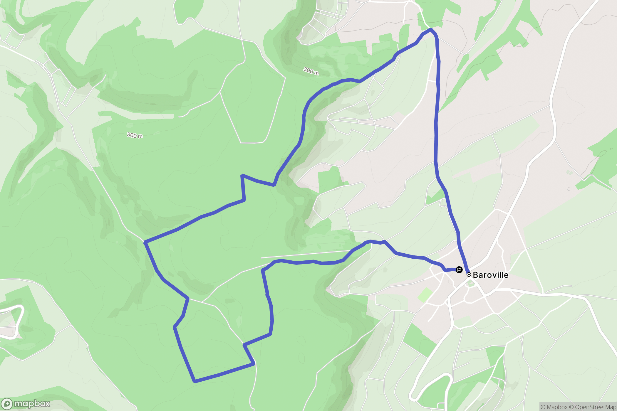 Baroville : carte du parcours de randonnée - France