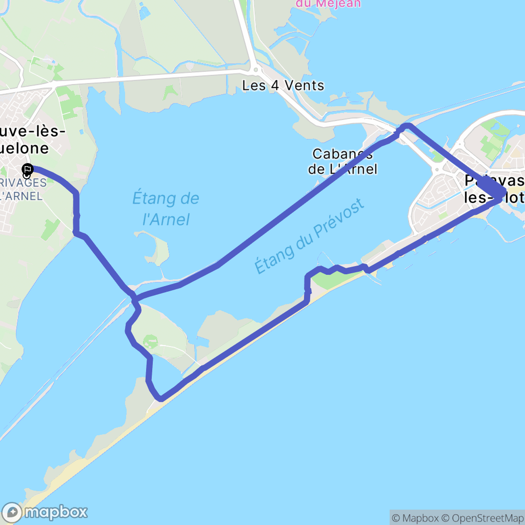 Villeneuve-lès-Maguelone : carte du parcours de randonnée - France