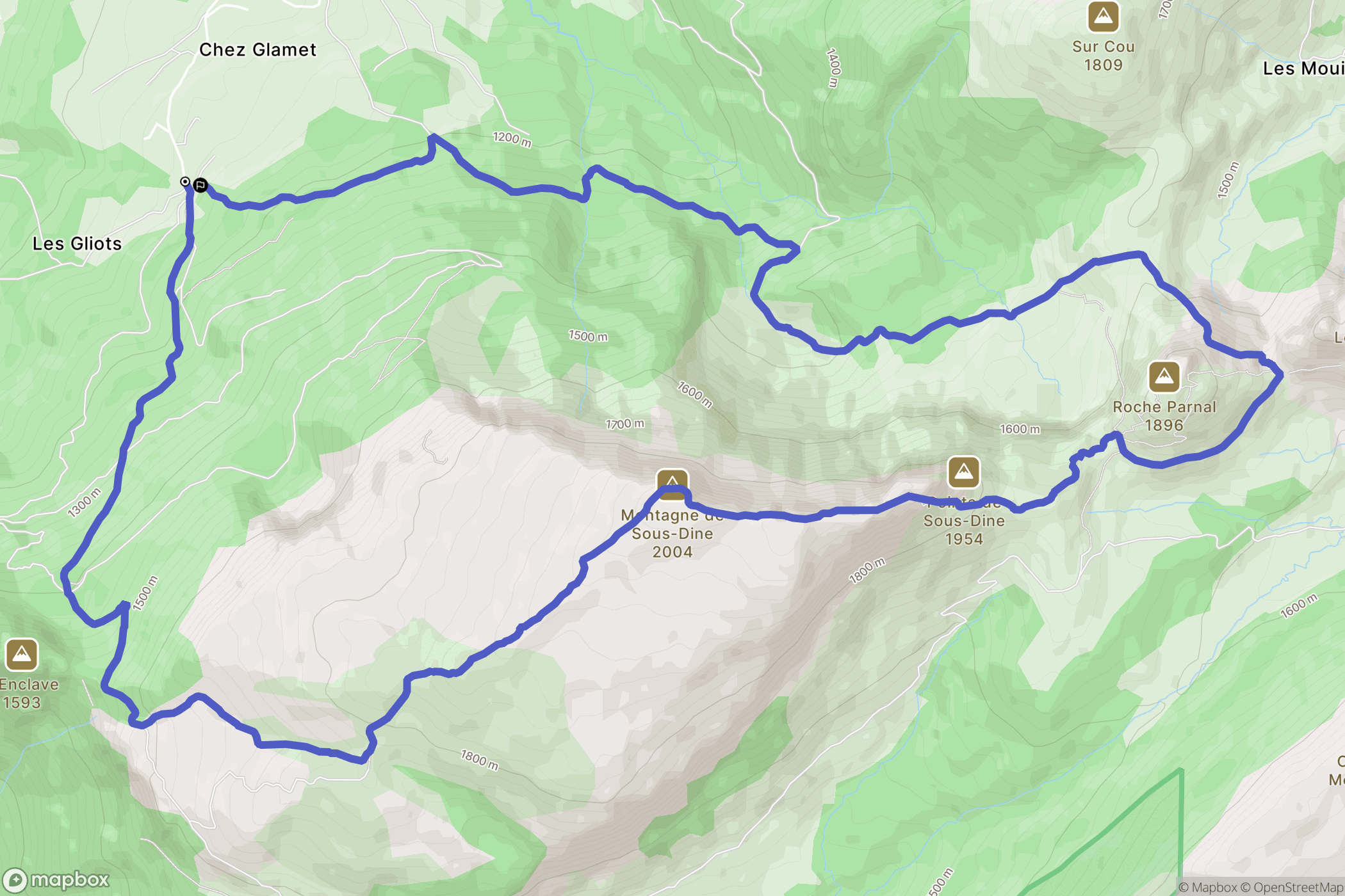 Fillière : carte du parcours de randonnée - France