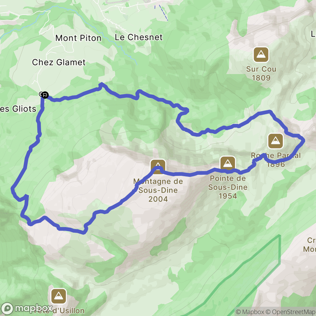 Fillière : carte du parcours de randonnée - France