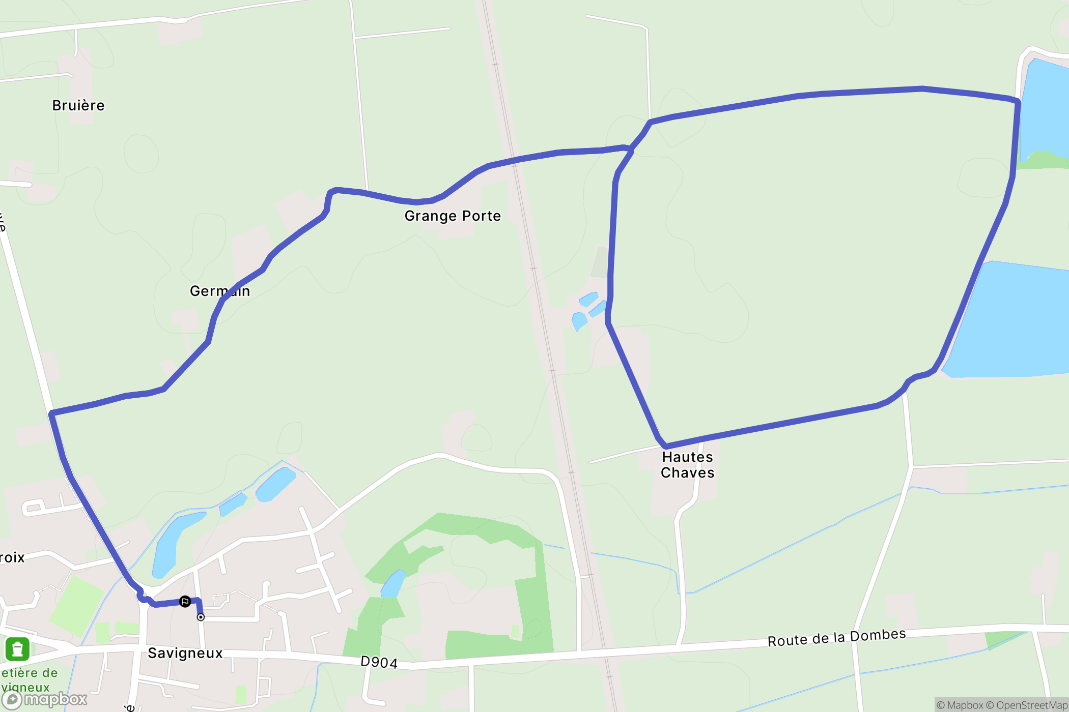 Savigneux : carte du parcours de randonnée - France
