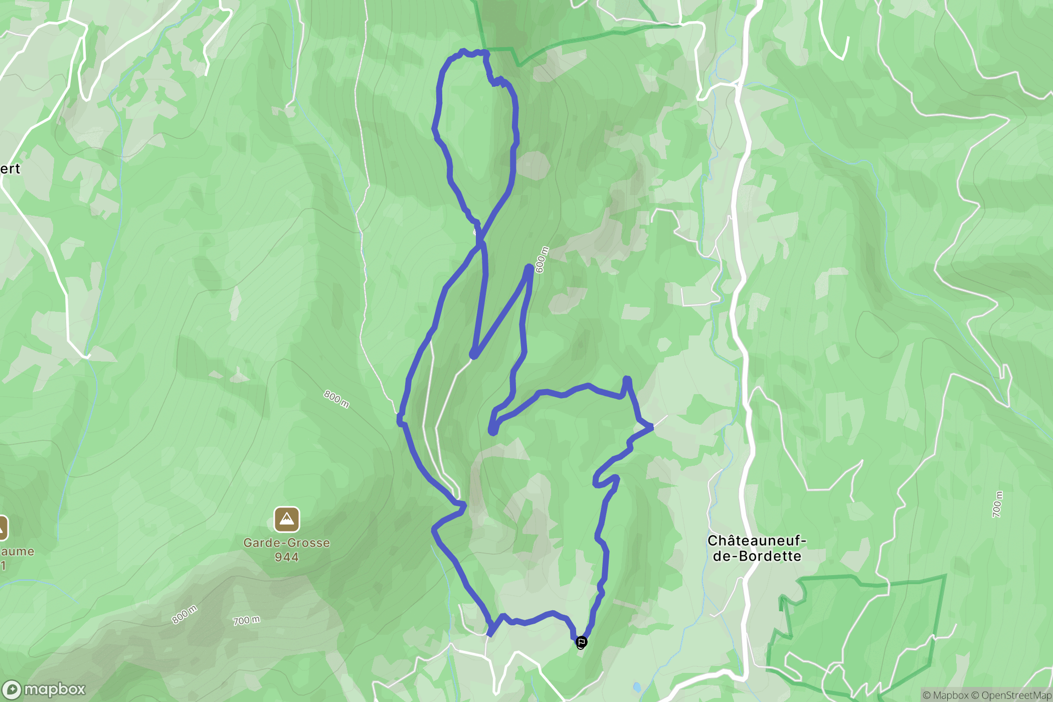 Châteauneuf-de-Bordette : carte du parcours de randonnée - France