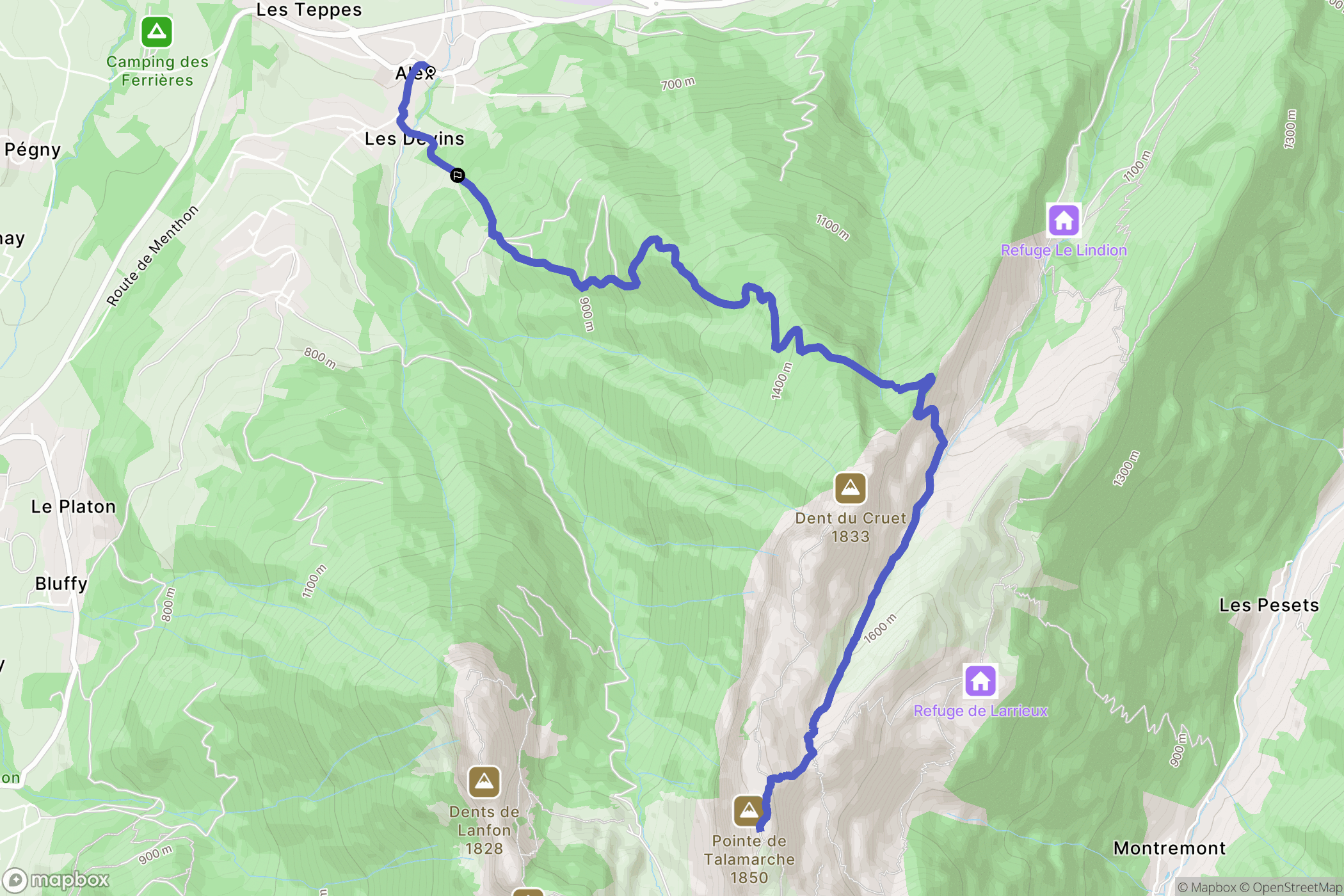 Alex : carte du parcours de randonnée - France
