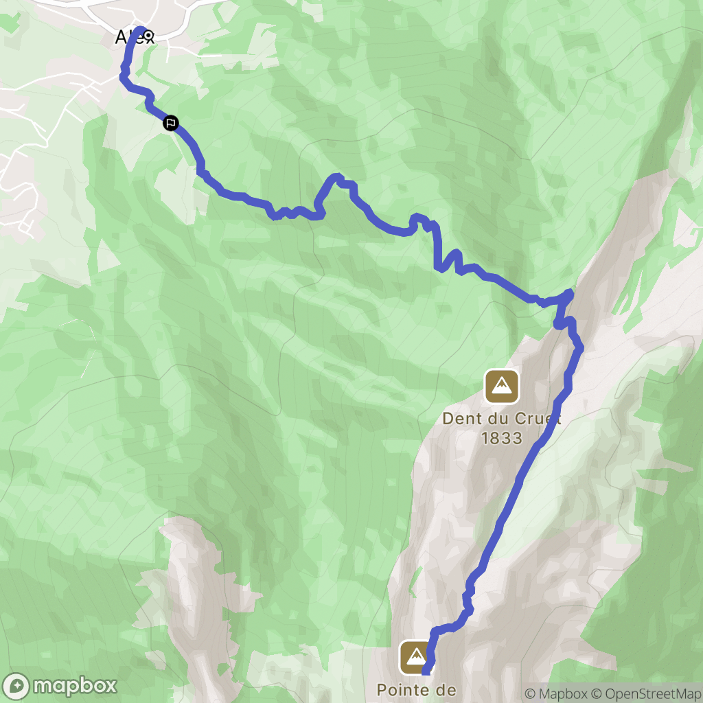 Alex : carte du parcours de randonnée - France