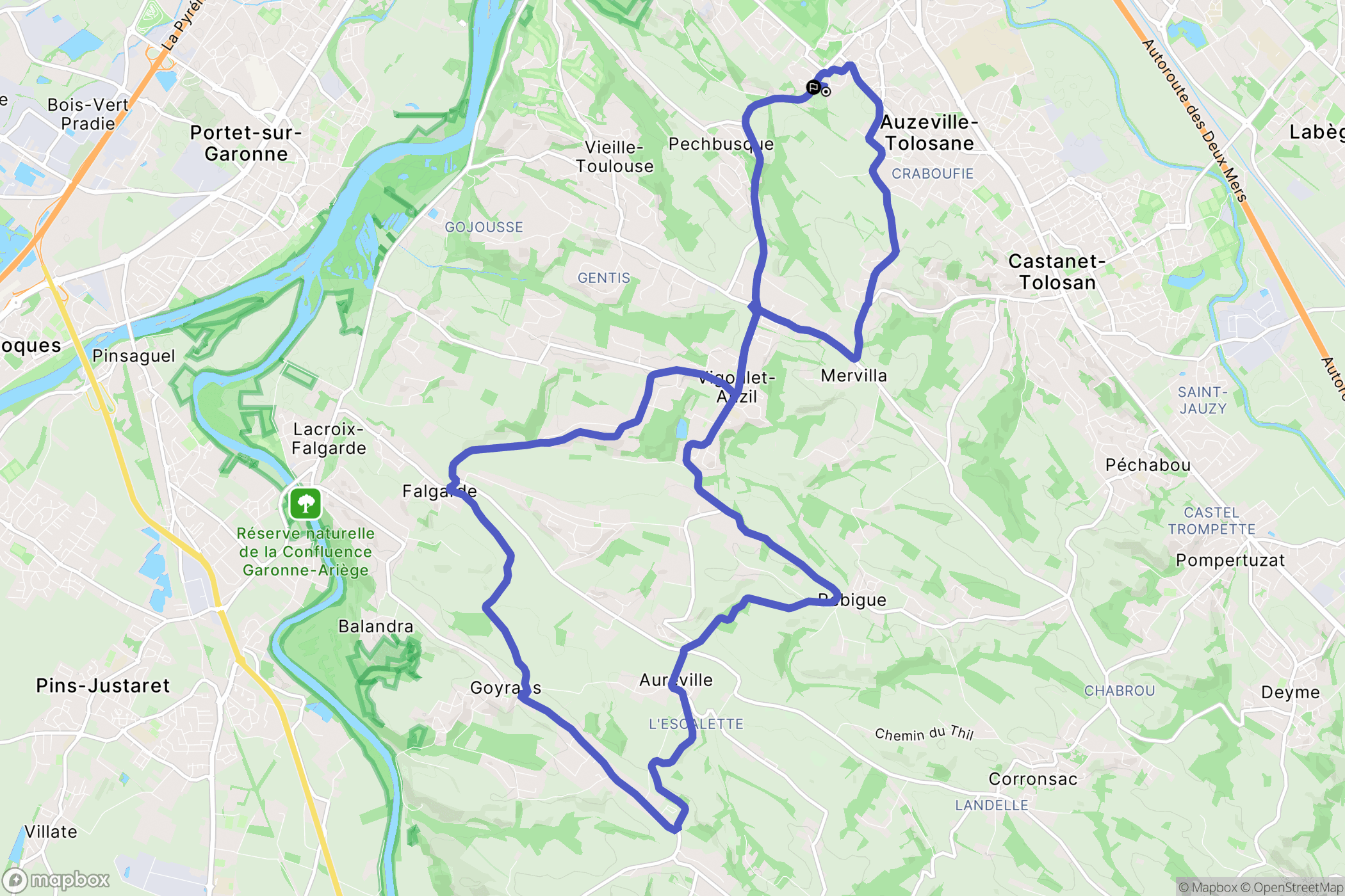 Ramonville-Saint-Agne : carte du parcours de randonnée - France