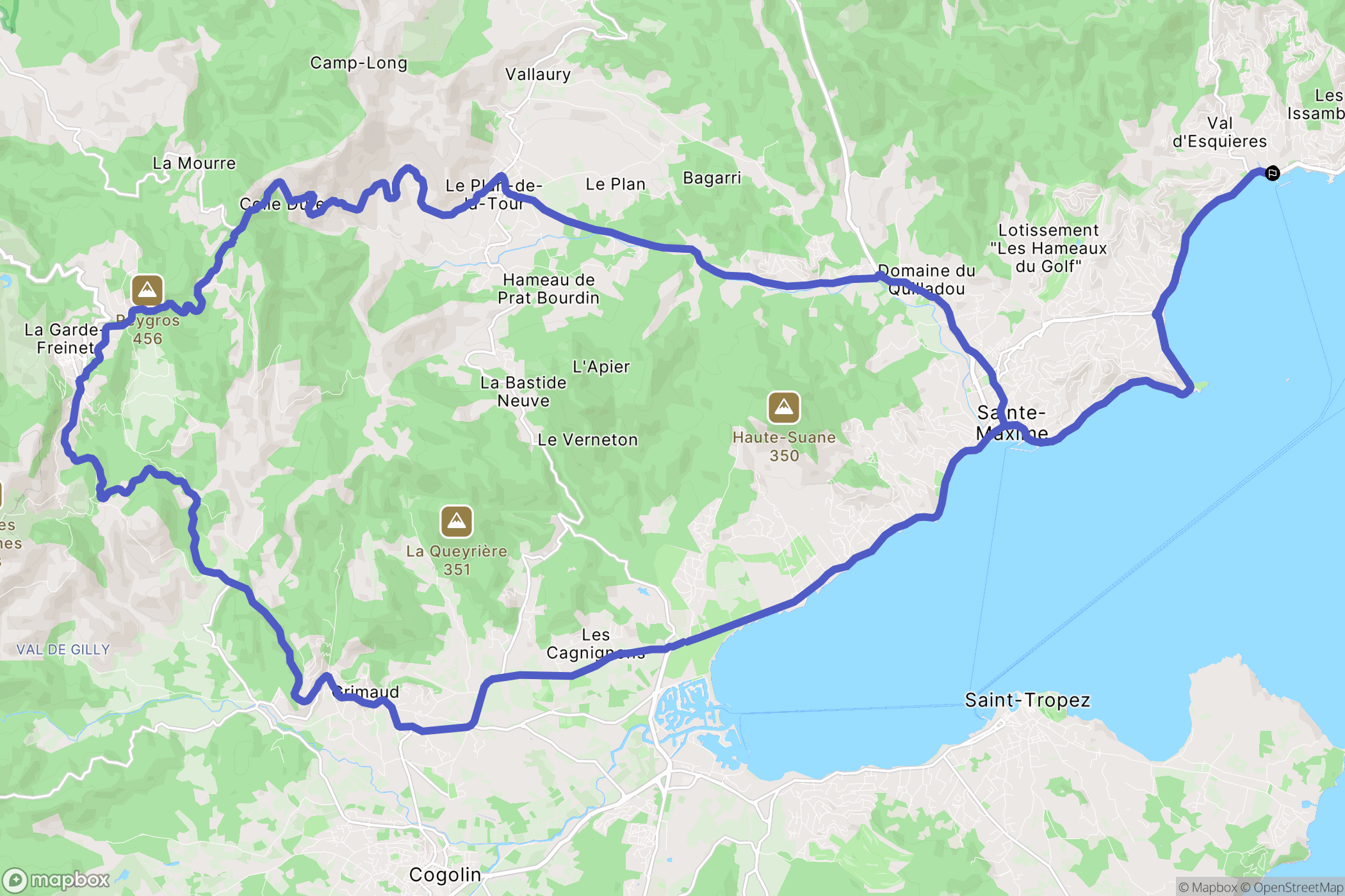 Roquebrune-sur-Argens : carte du parcours de randonnée - France