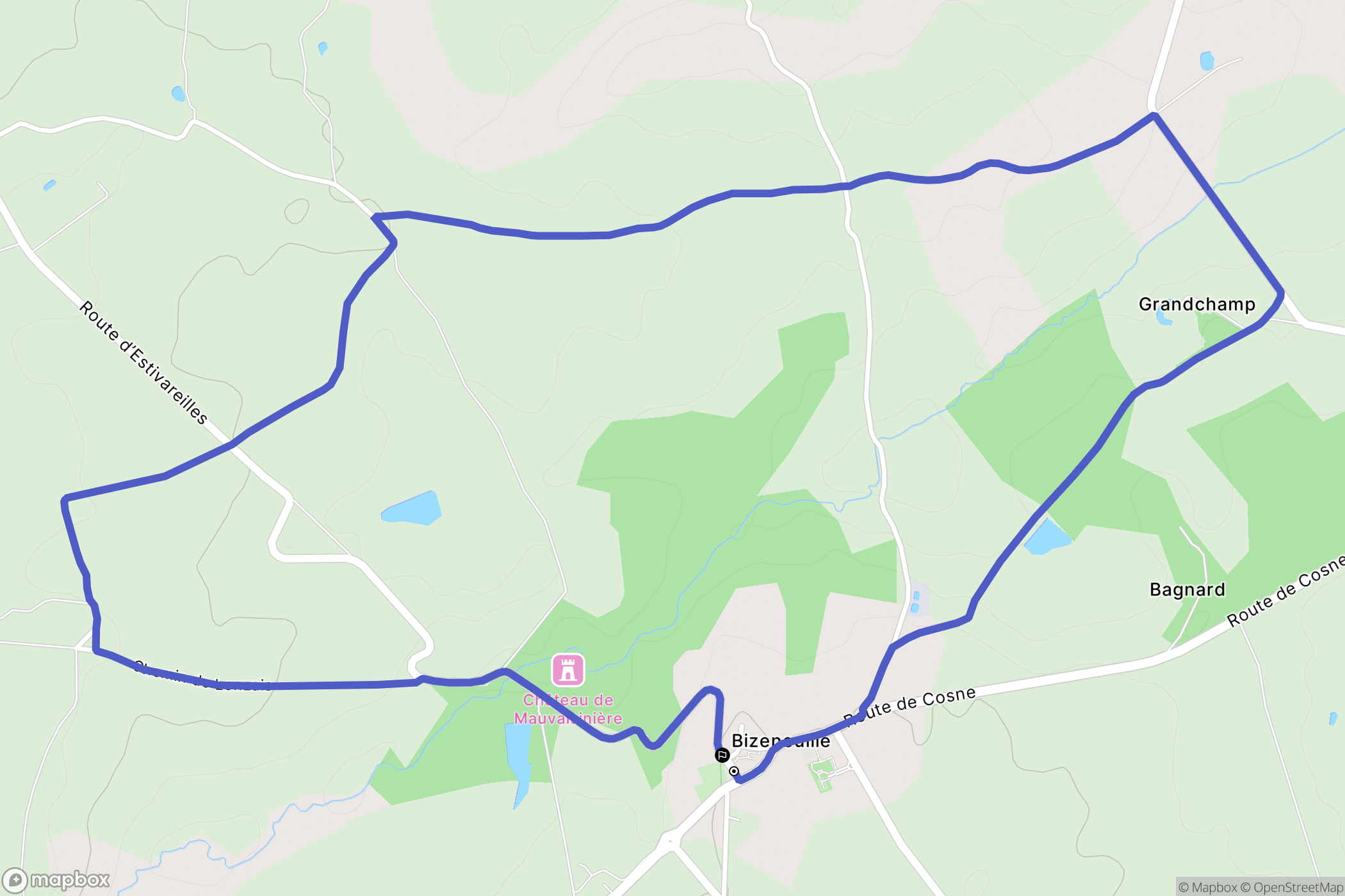 Bizeneuille : carte du parcours de randonnée - France