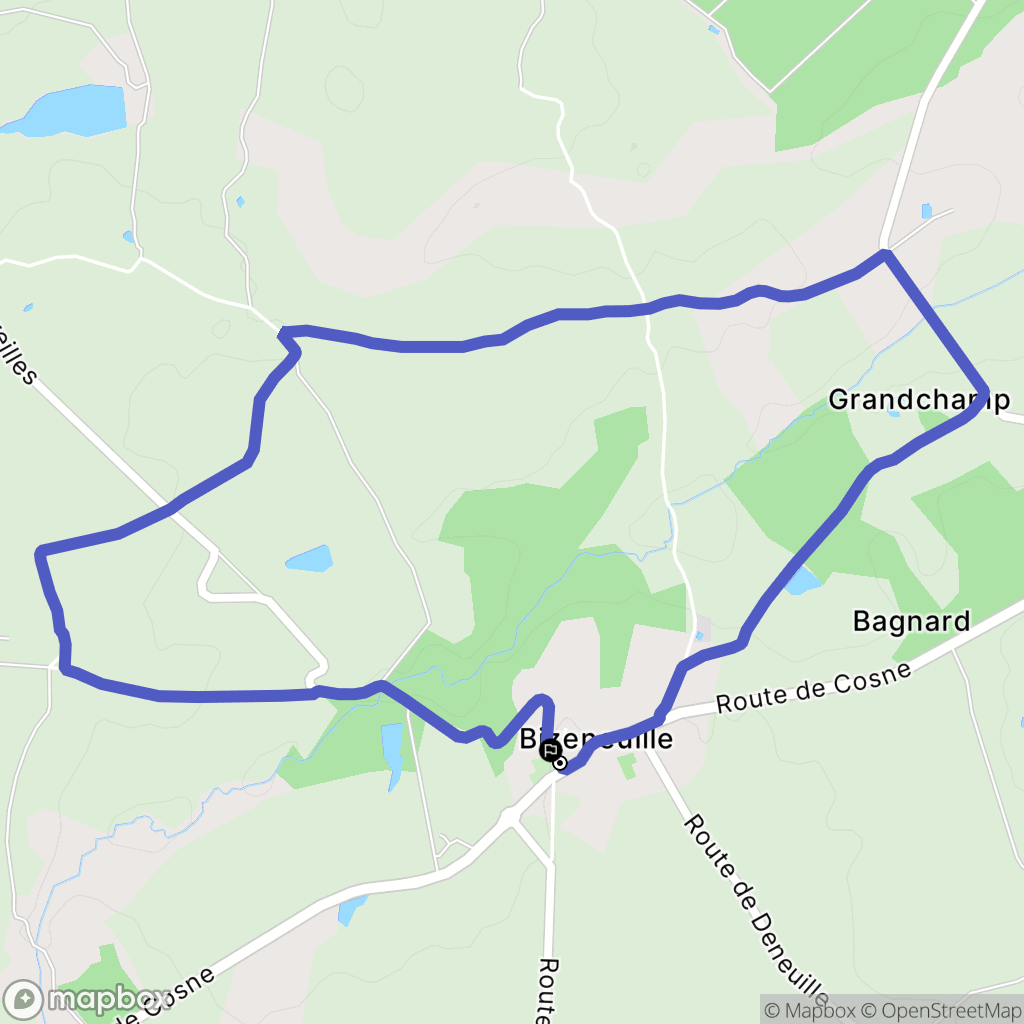 Bizeneuille : carte du parcours de randonnée - France