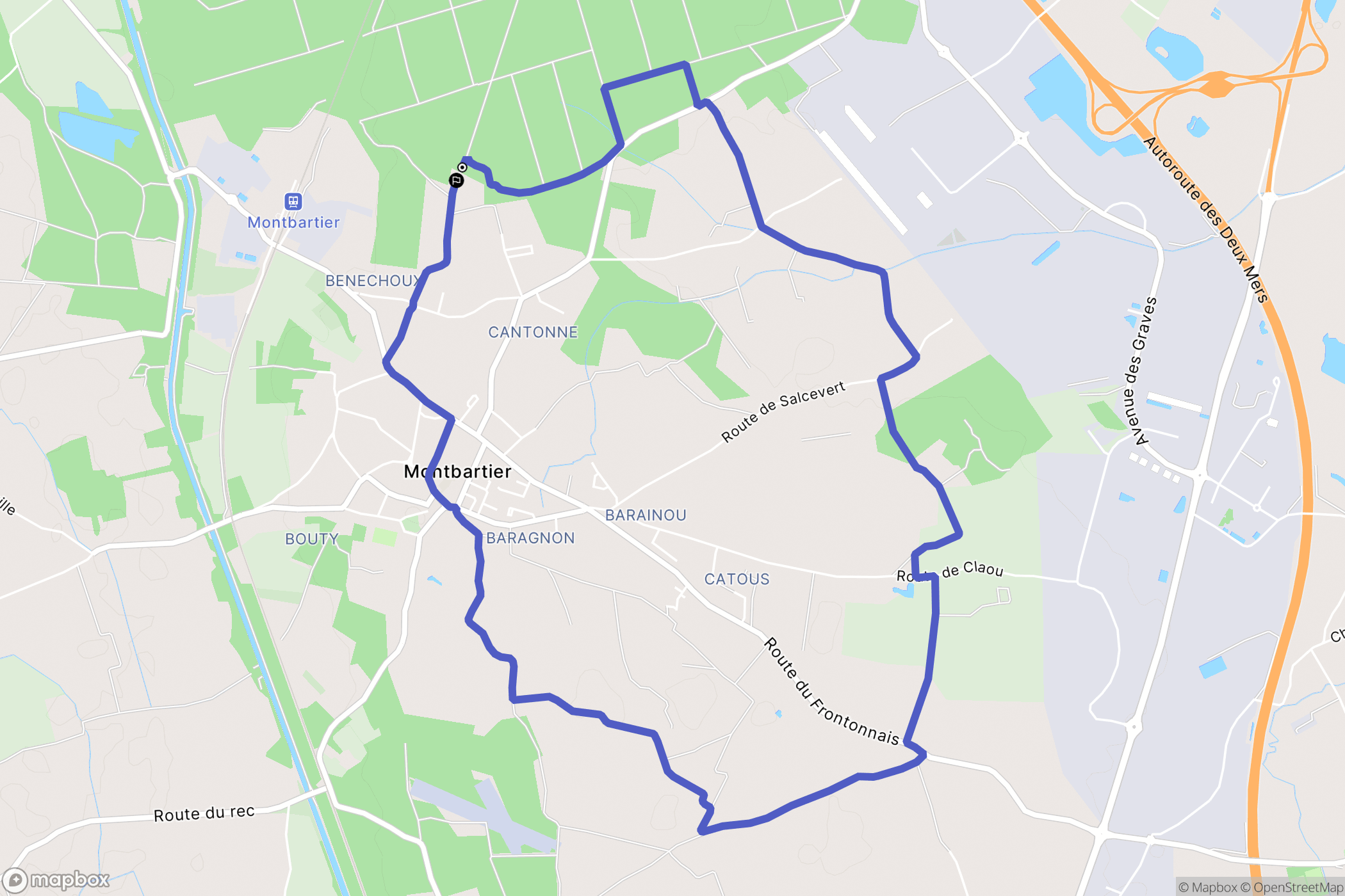 Montbartier : carte du parcours de randonnée - France