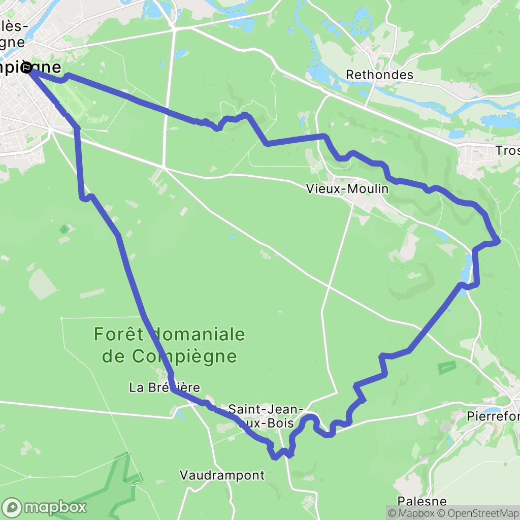 Compiègne : carte du parcours de randonnée - France