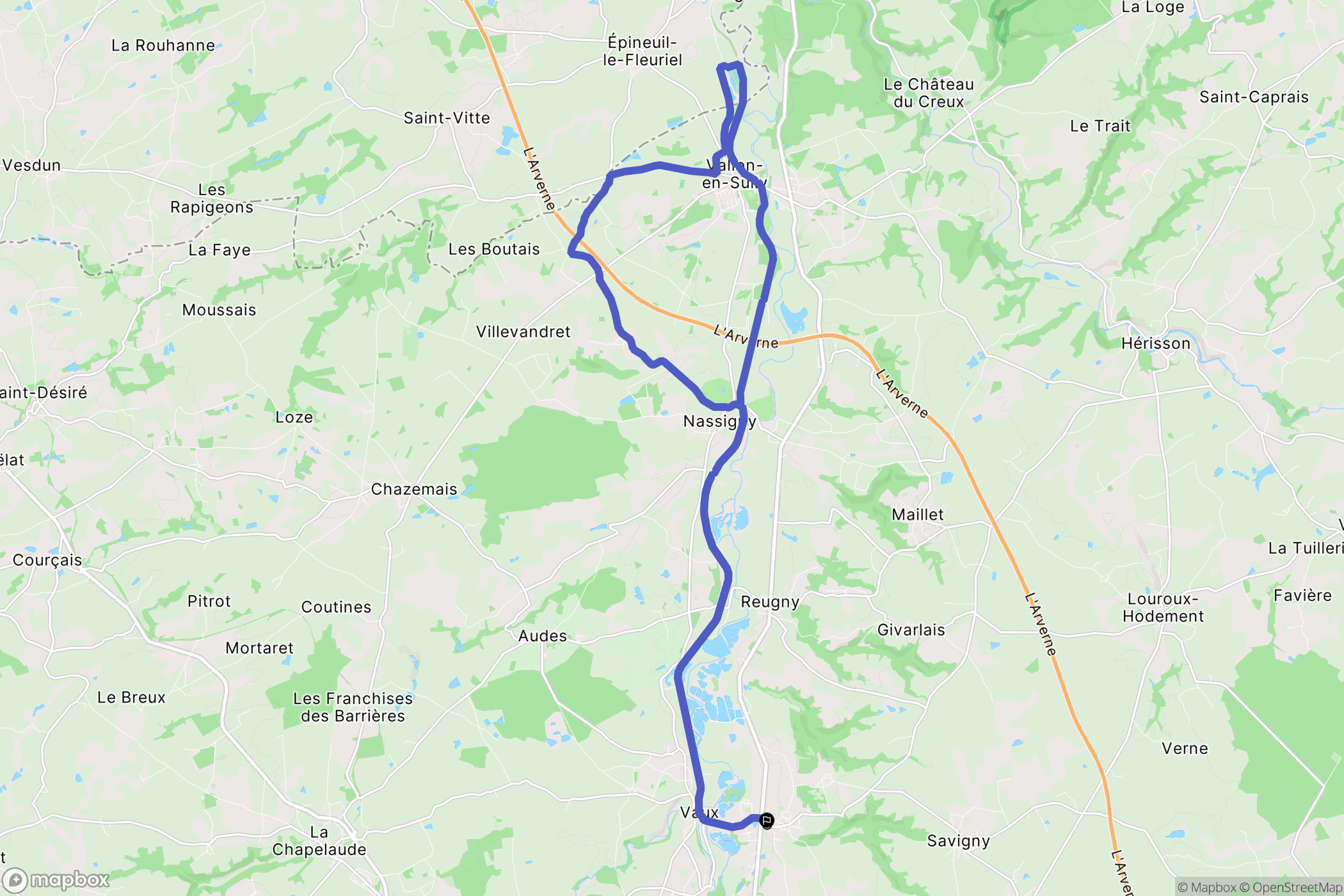 Estivareilles : carte du parcours de randonnée - France