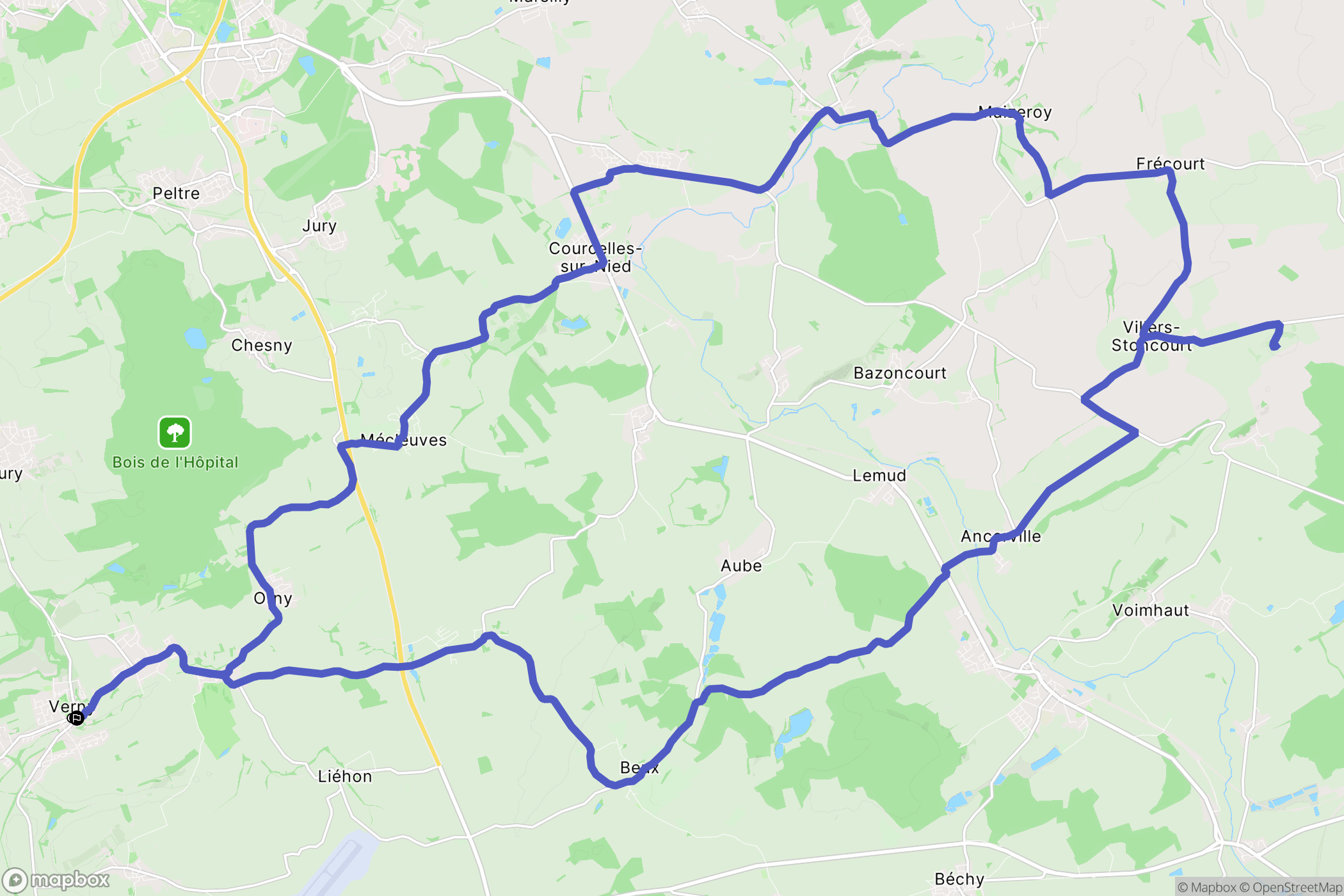 Verny : carte du parcours de randonnée - France