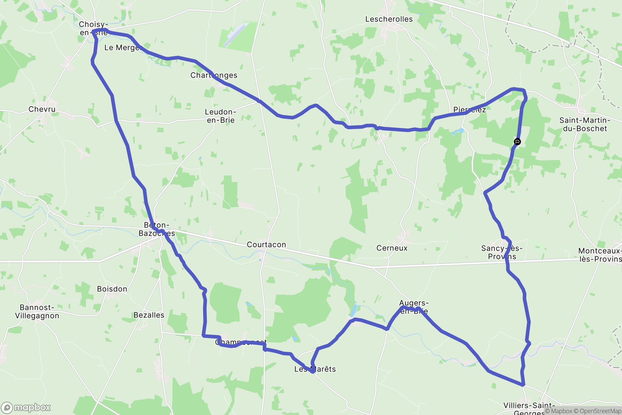 Sancy-lès-Provins : carte du parcours de randonnée - France