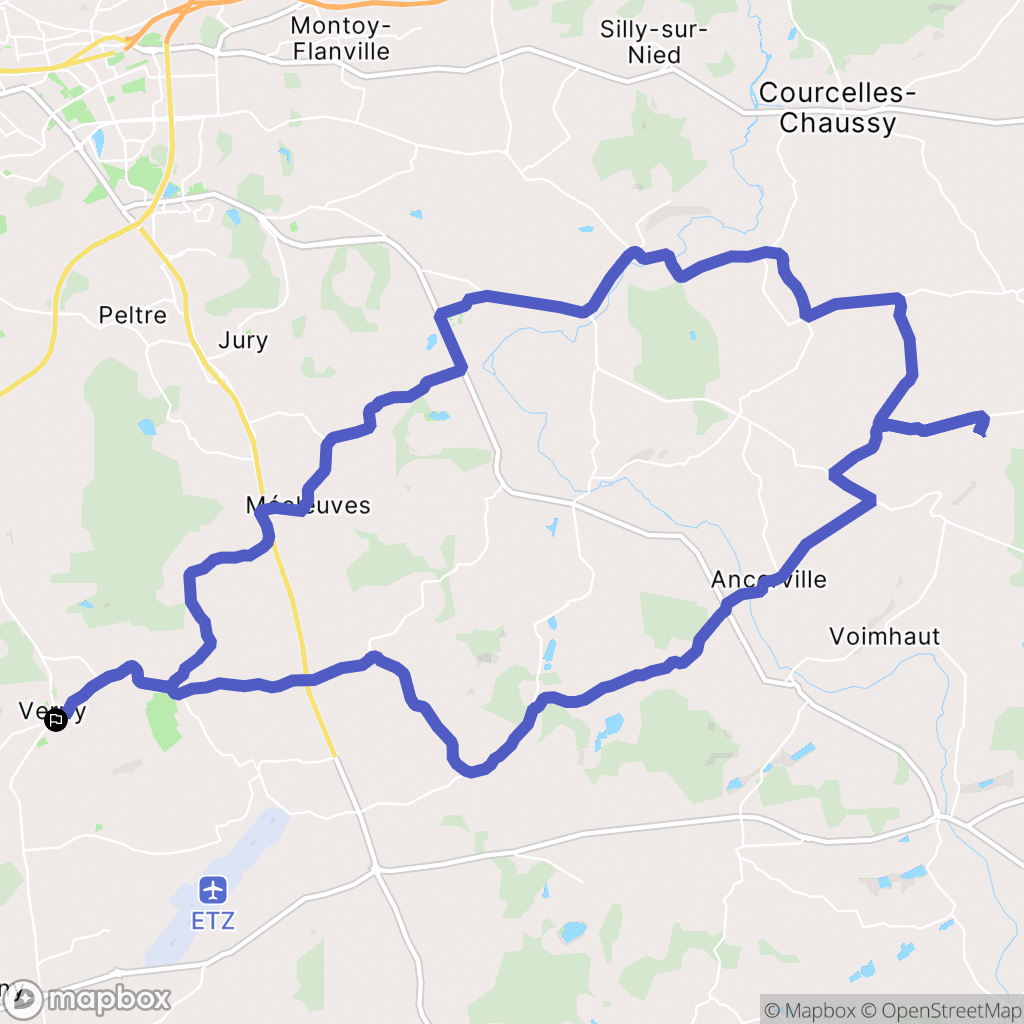 Verny : carte du parcours de randonnée - France