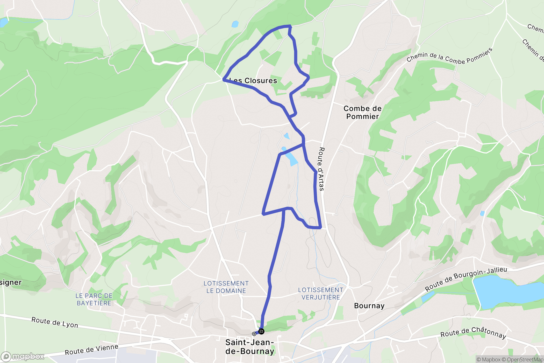 Saint-Jean-de-Bournay : carte du parcours de randonnée - France