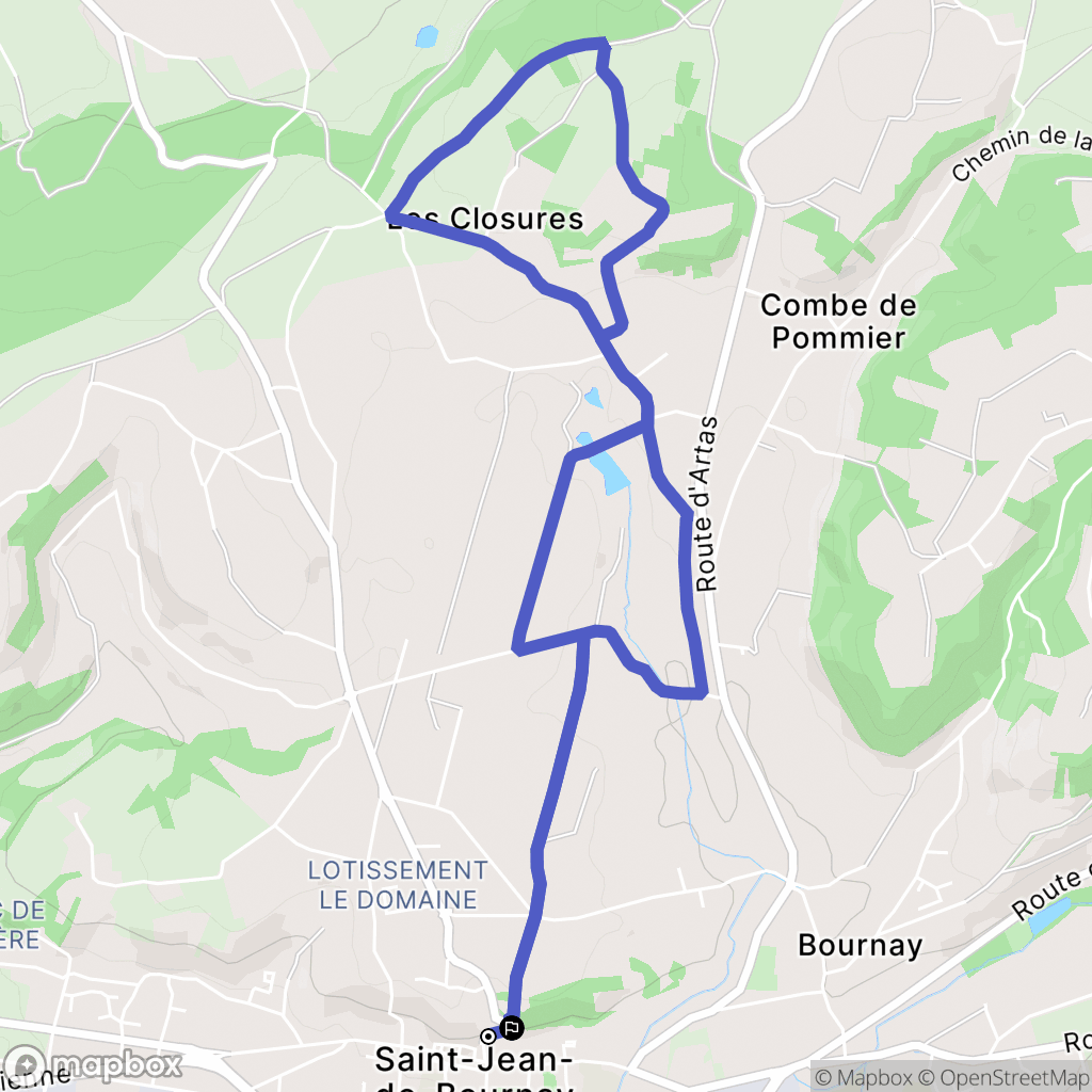Saint-Jean-de-Bournay : carte du parcours de randonnée - France