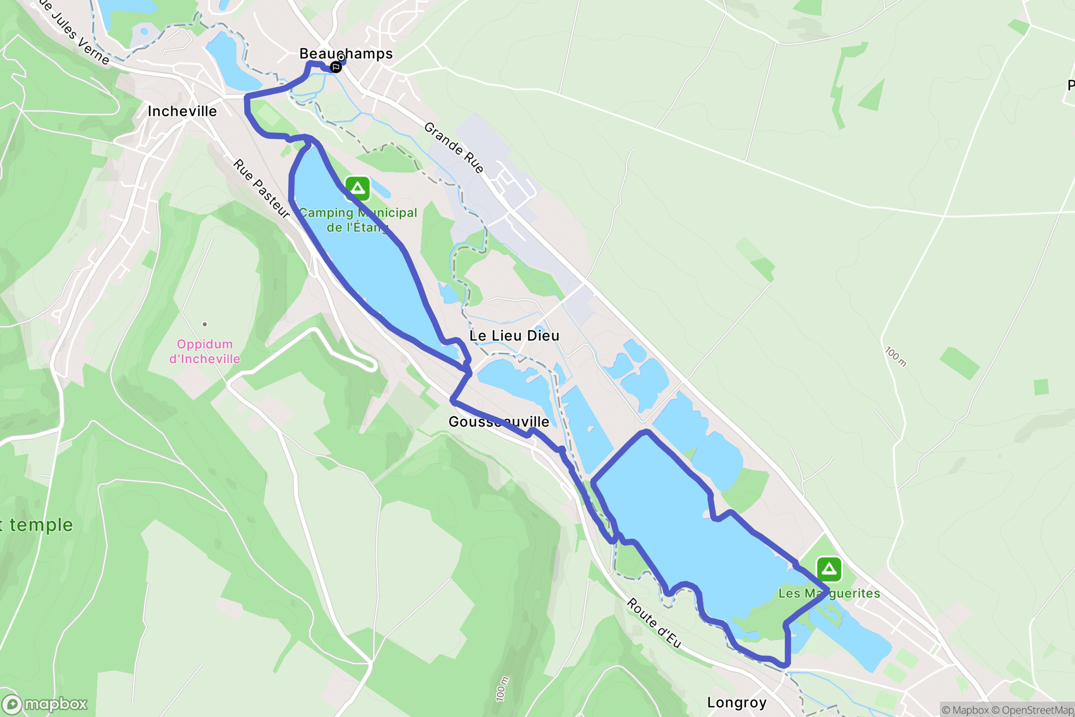 Beauchamps : carte du parcours de randonnée - France