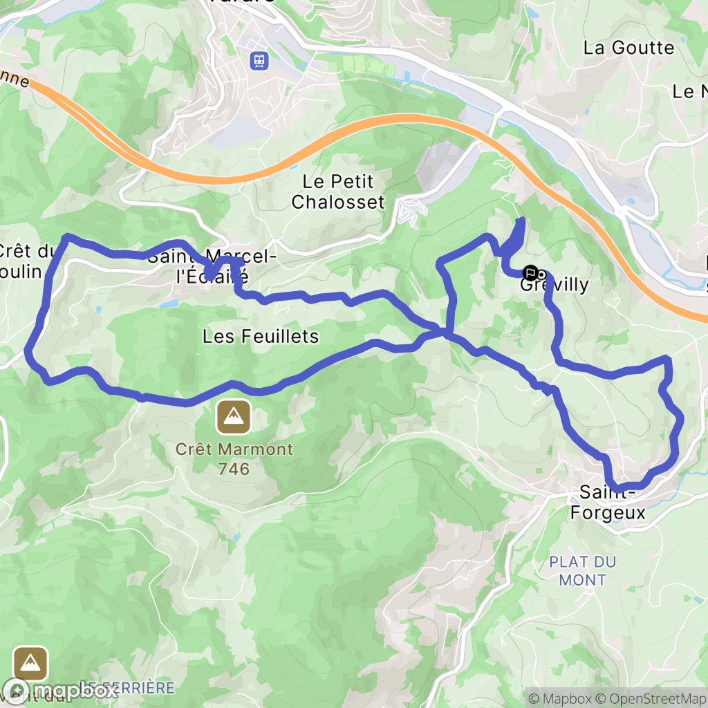 Saint-Forgeux : carte du parcours de randonnée - France