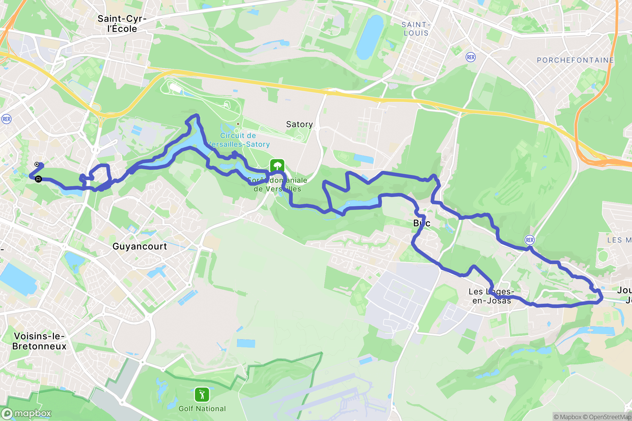 Guyancourt : carte du parcours de randonnée - France