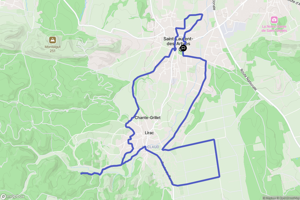 Saint-Laurent-des-Arbres : carte du parcours de randonnée - France