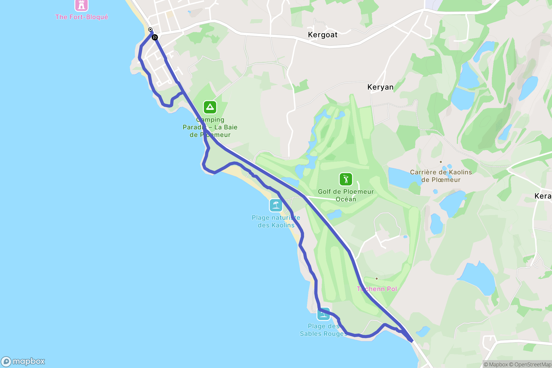 Ploemeur : carte du parcours de randonnée - France