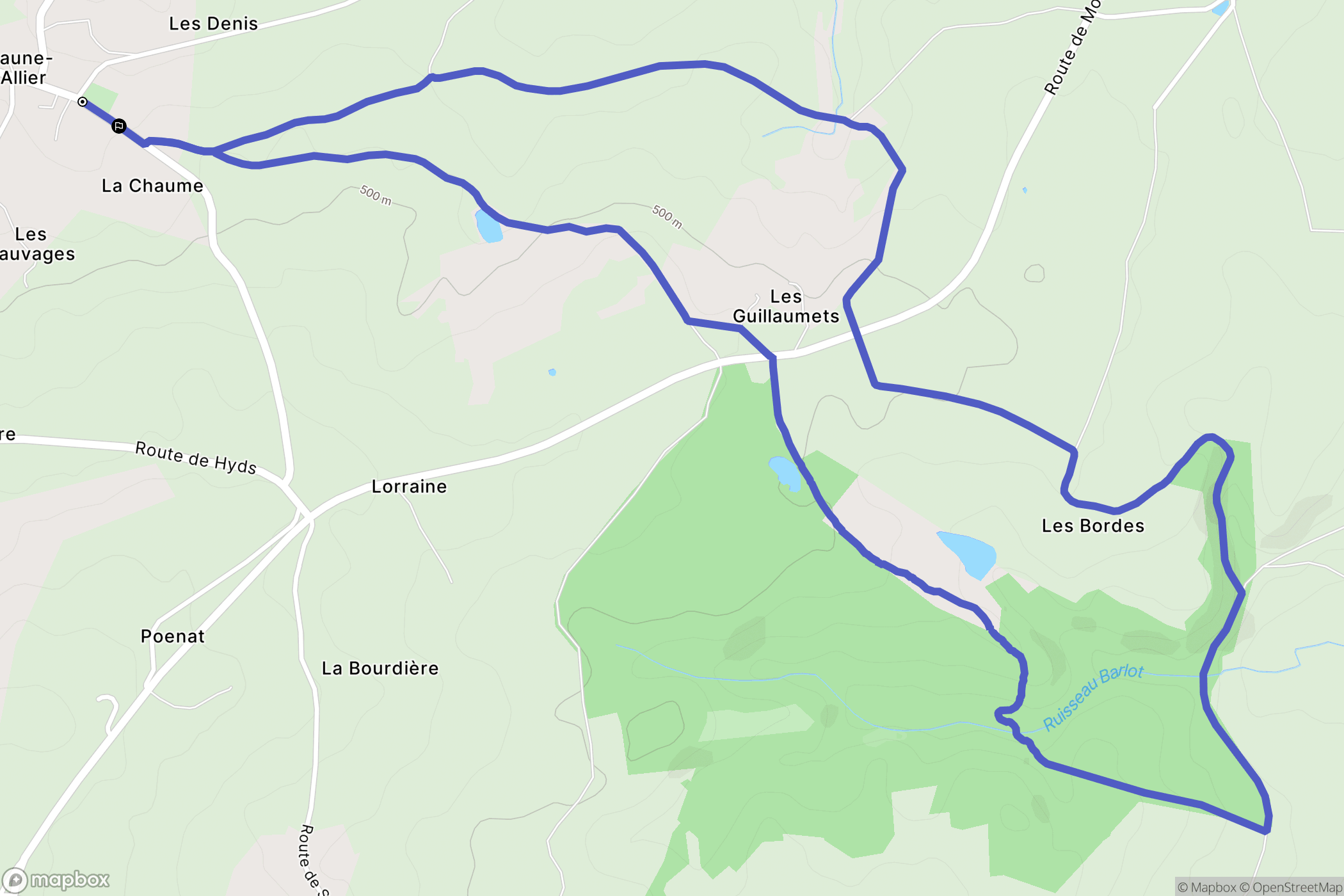 Beaune-d'Allier : carte du parcours de randonnée - France