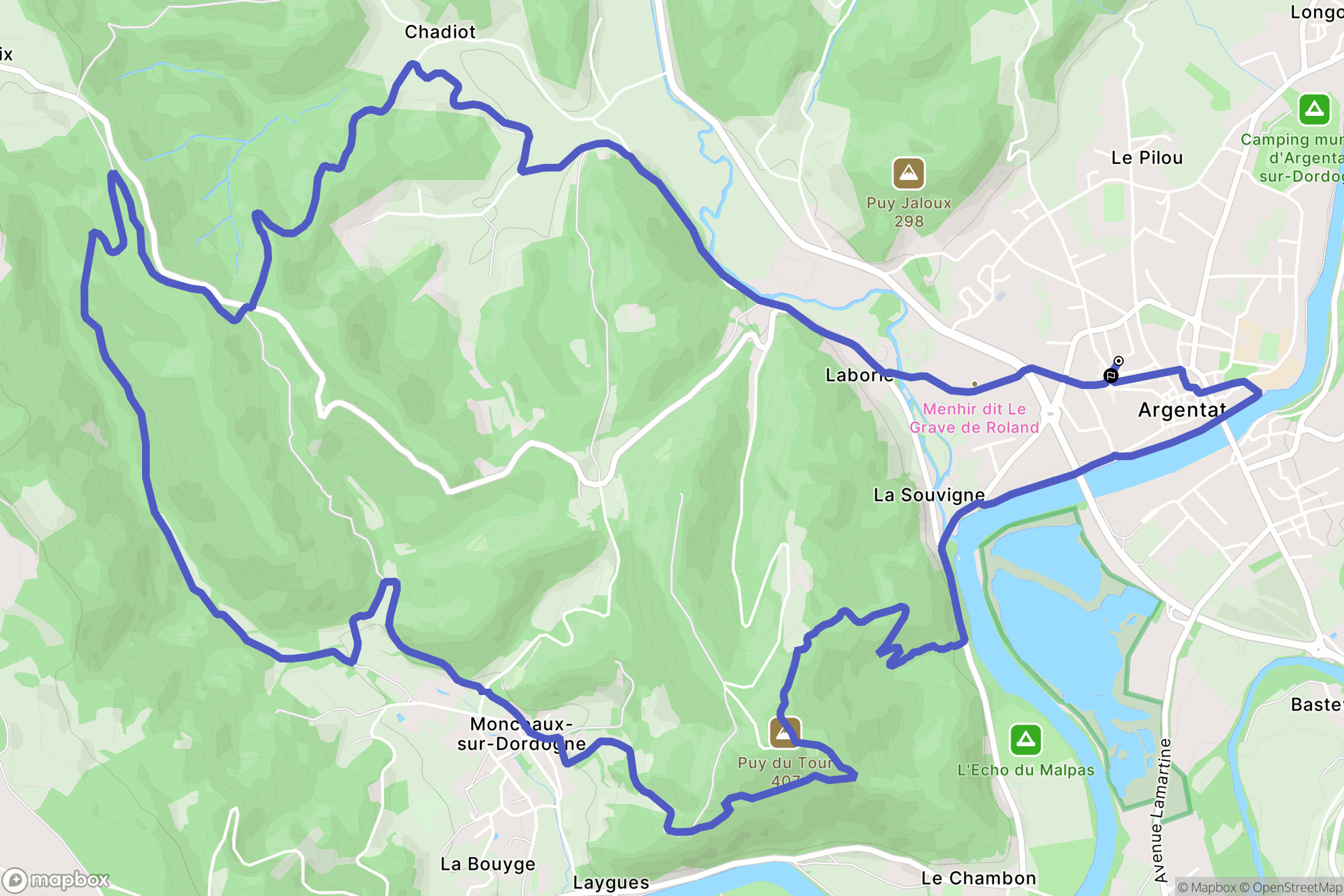 Argentat-sur-Dordogne : carte du parcours de randonnée - France