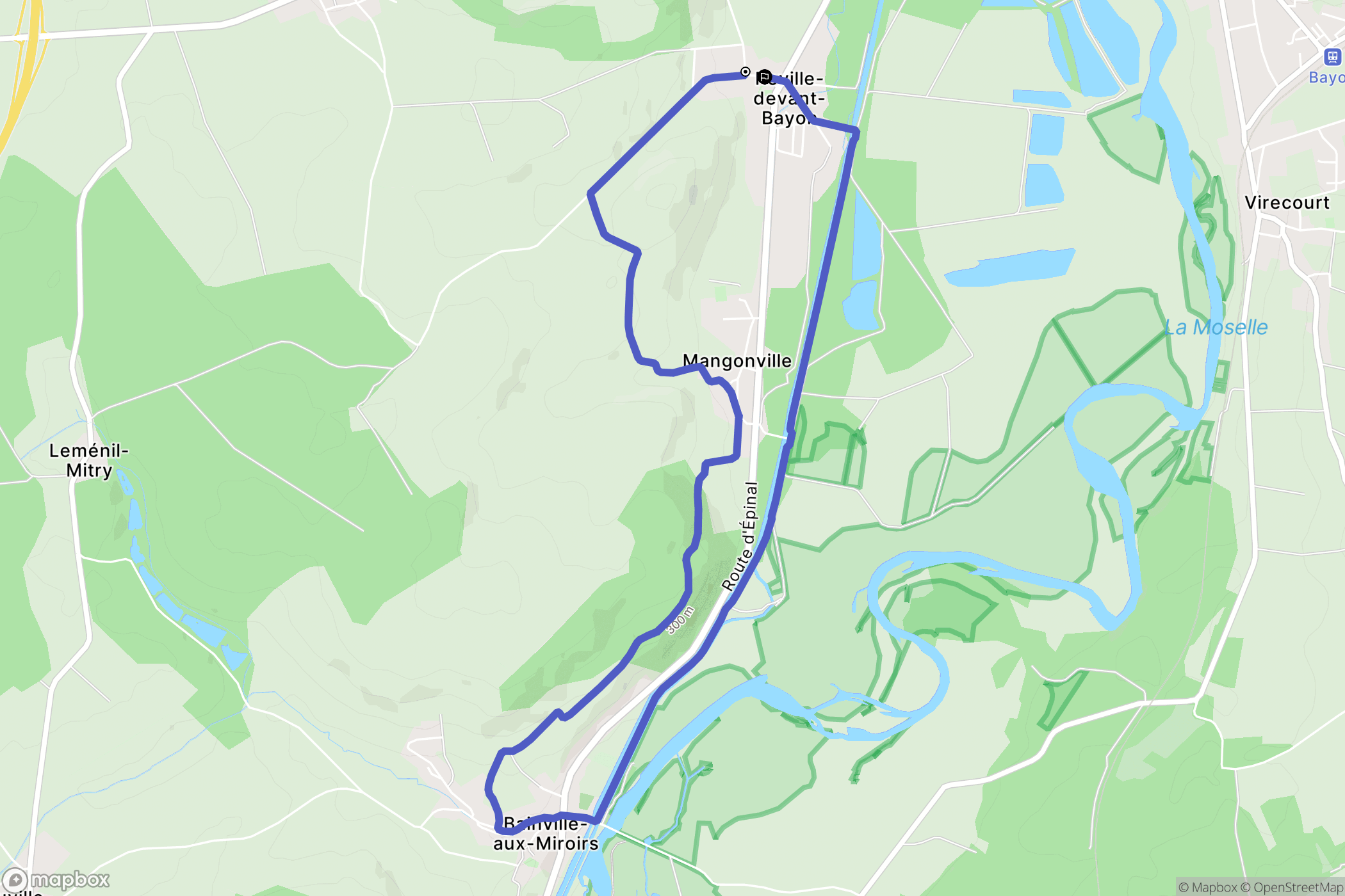Roville-devant-Bayon : carte du parcours de randonnée - France