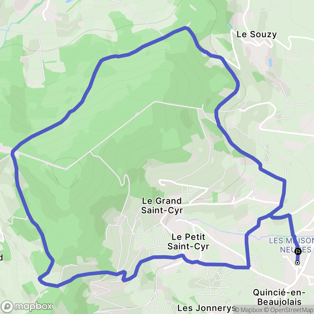 Quincié-en-Beaujolais : carte du parcours de randonnée - France