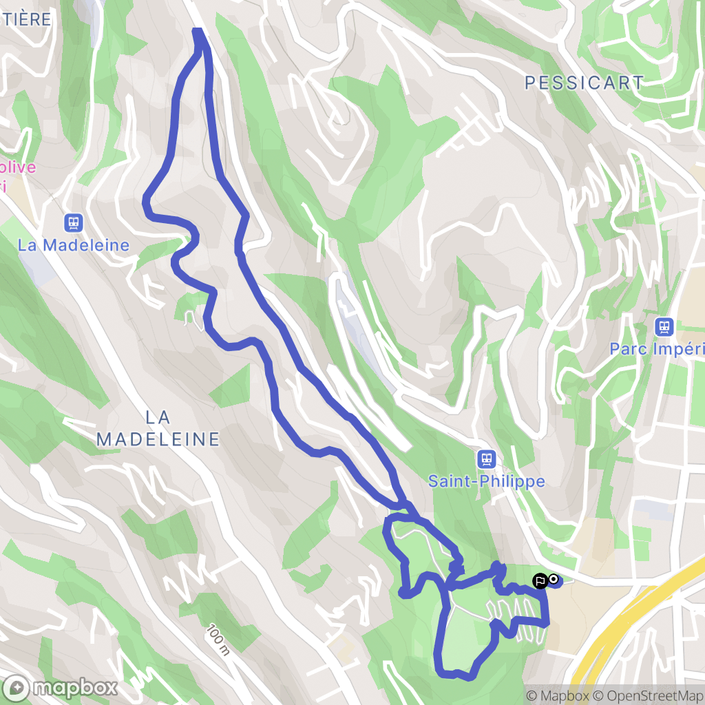 Nice : carte du parcours de randonnée - France