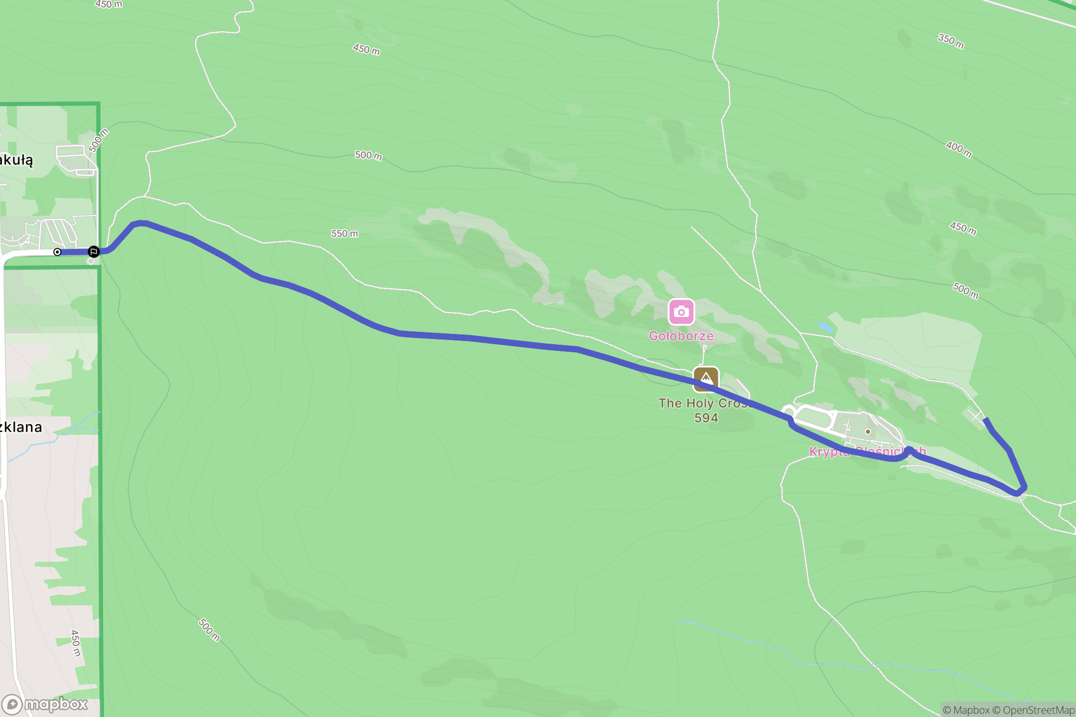 Huta Szklana: mapa trasy - Poland