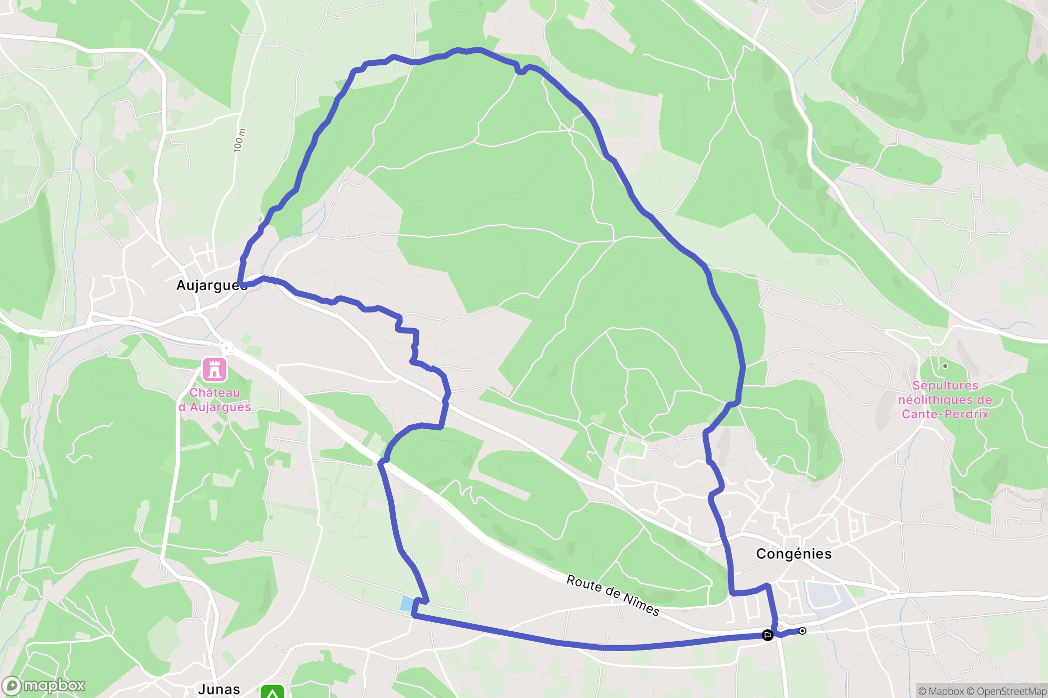 Congénies : carte du parcours de randonnée - France