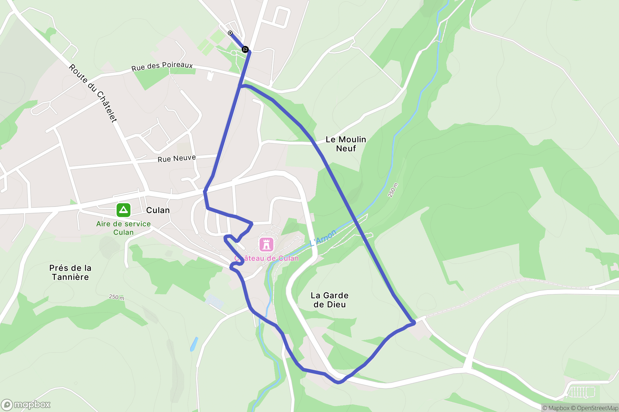 Culan : carte du parcours de randonnée - France
