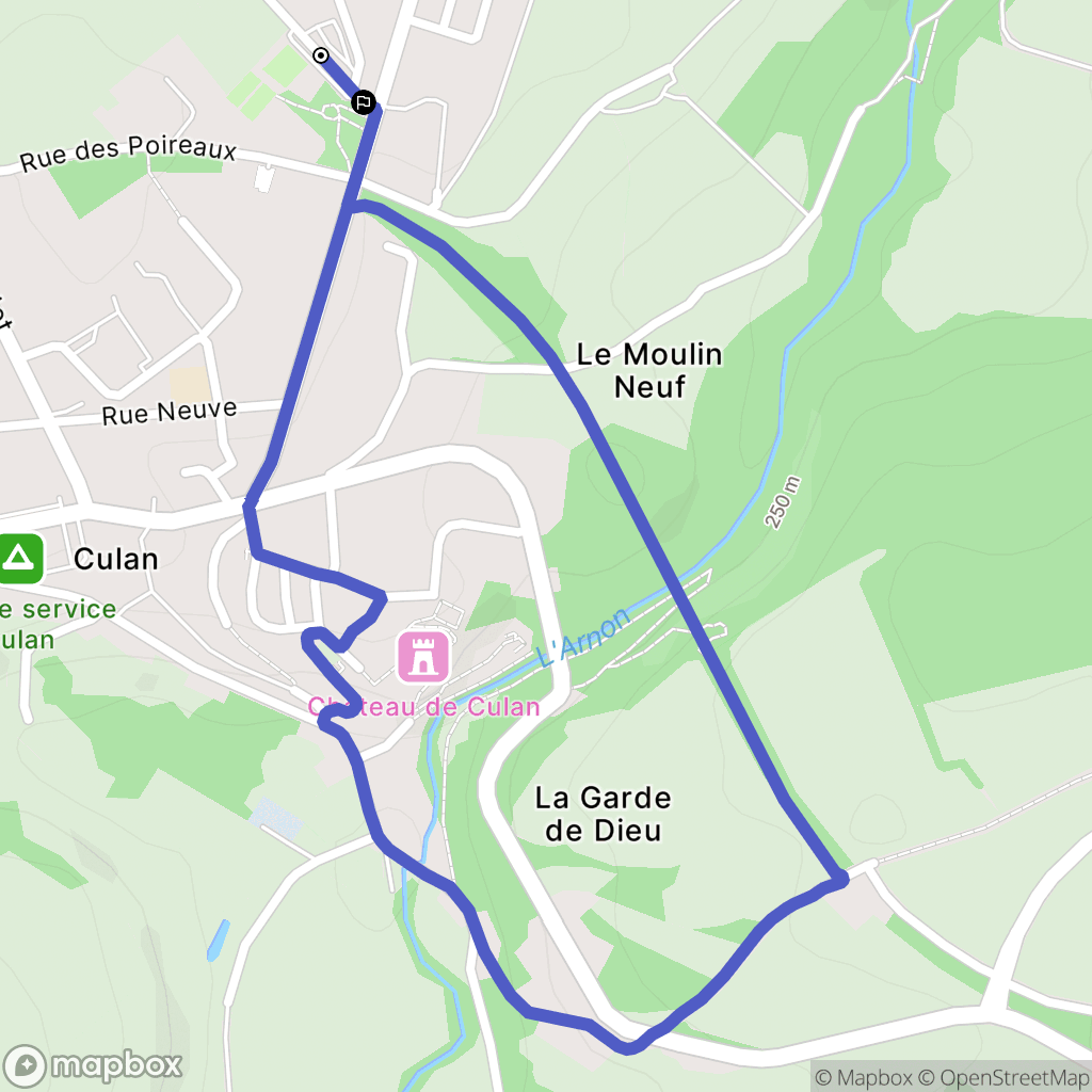 Culan : carte du parcours de randonnée - France