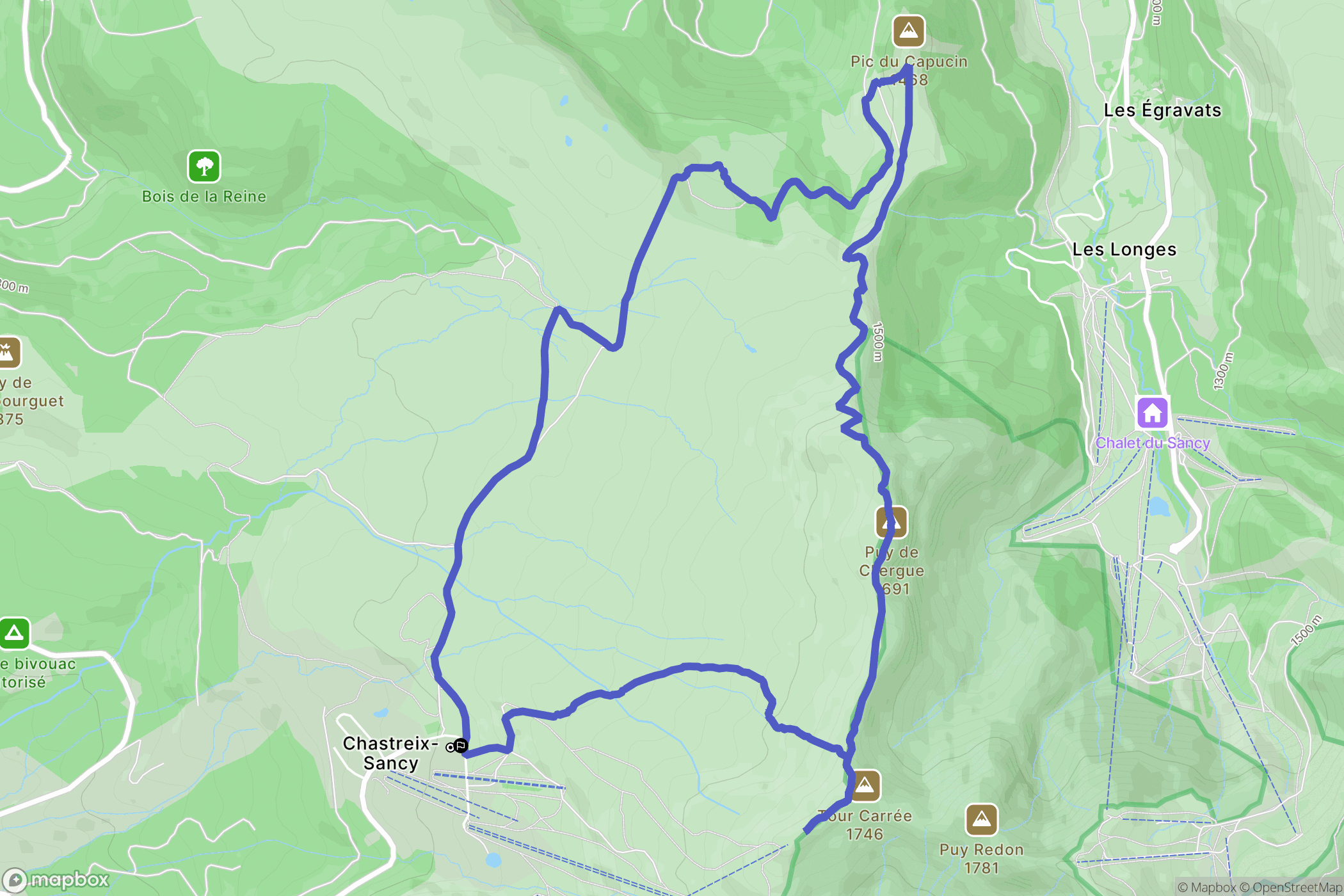 Chastreix : carte du parcours de randonnée - France