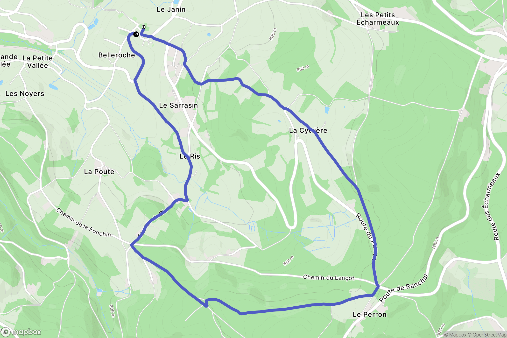 Belleroche : carte du parcours de randonnée - France