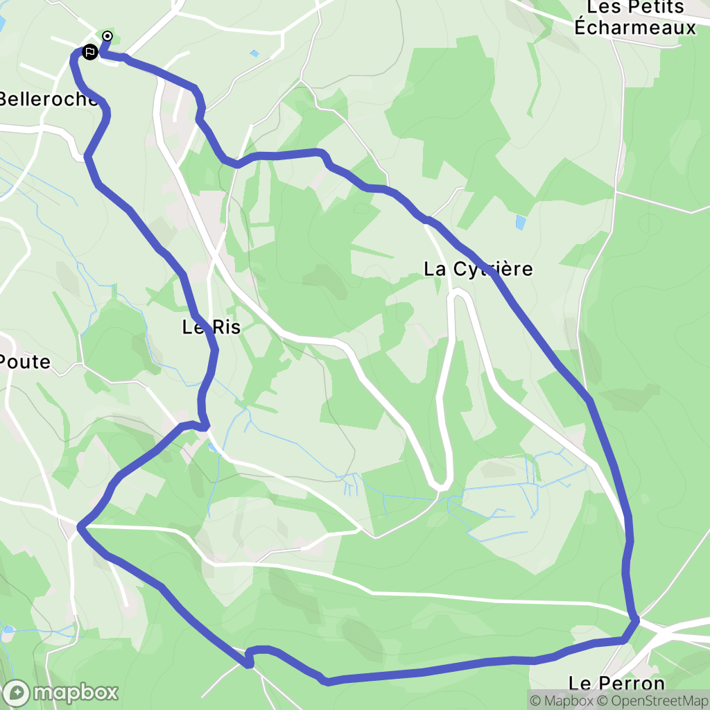 Belleroche : carte du parcours de randonnée - France