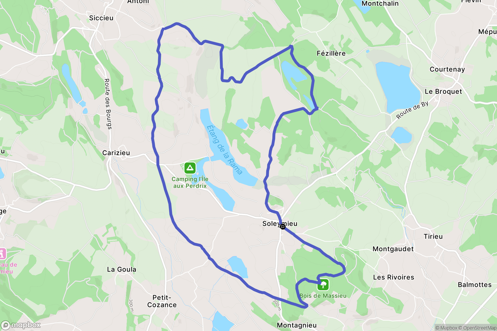 Soleymieu : carte du parcours de randonnée - France