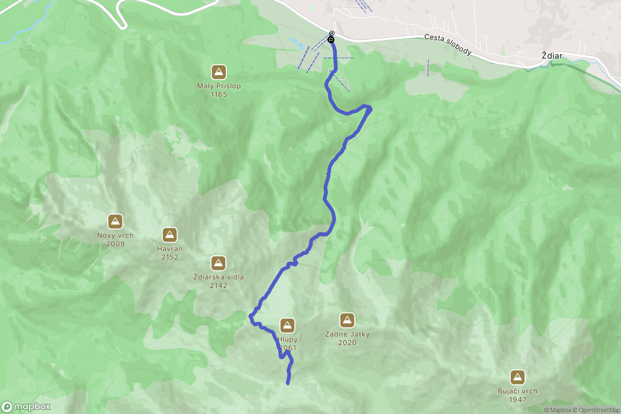 Ždiar: mapa trasy - Slovakia