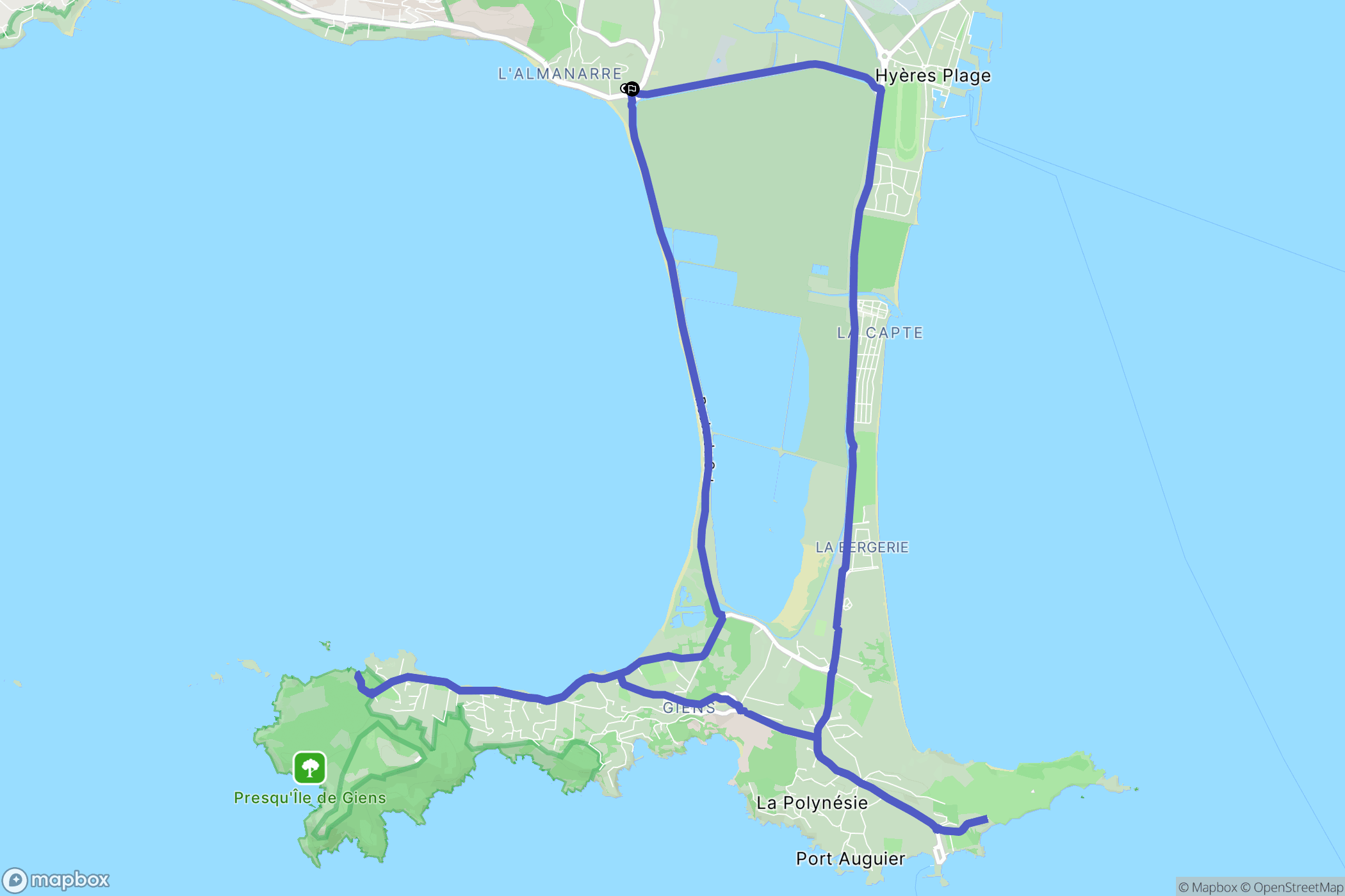 Hyères : carte du parcours de randonnée - France