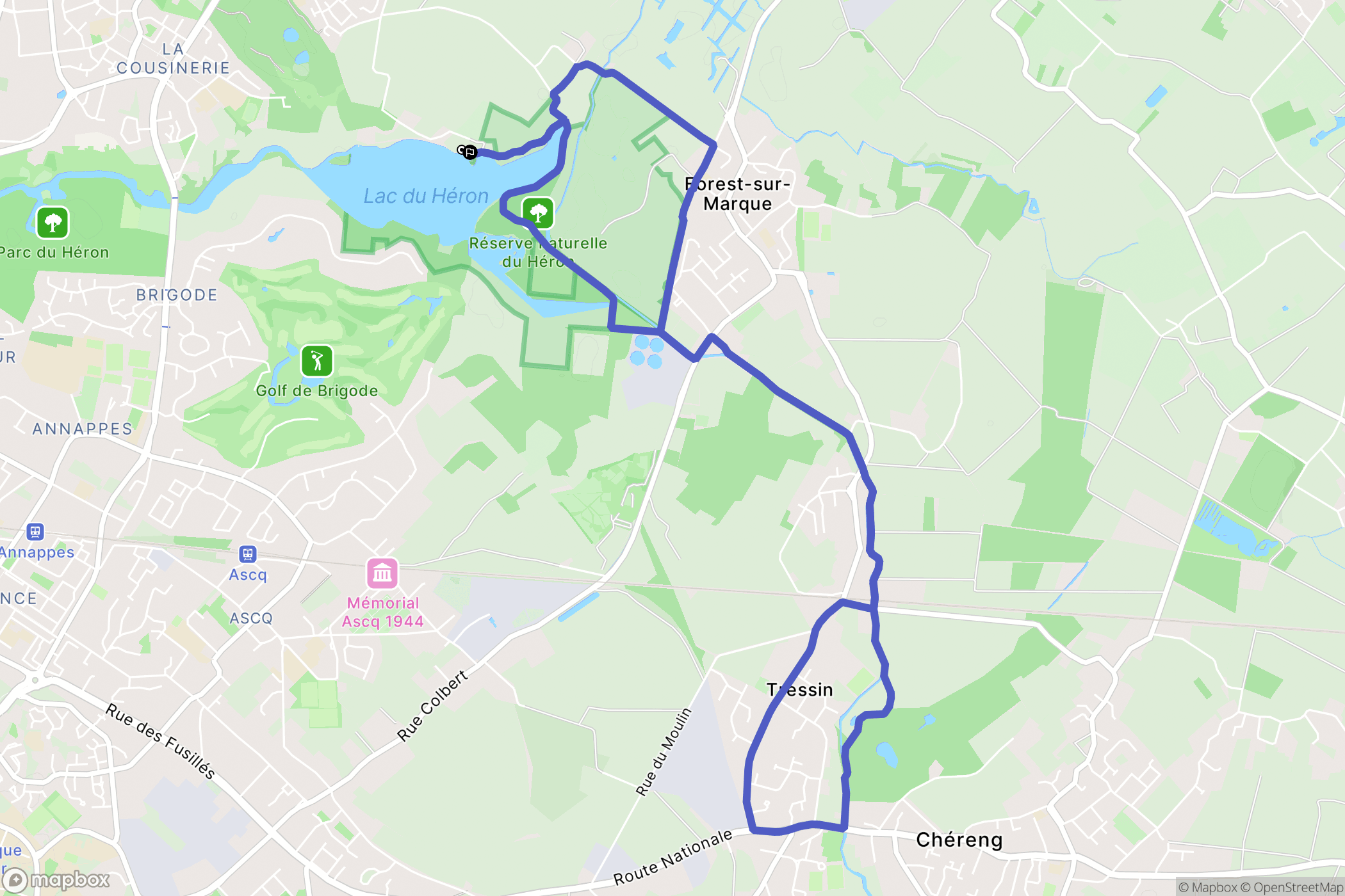 Villeneuve-d'Ascq : carte du parcours de randonnée - France
