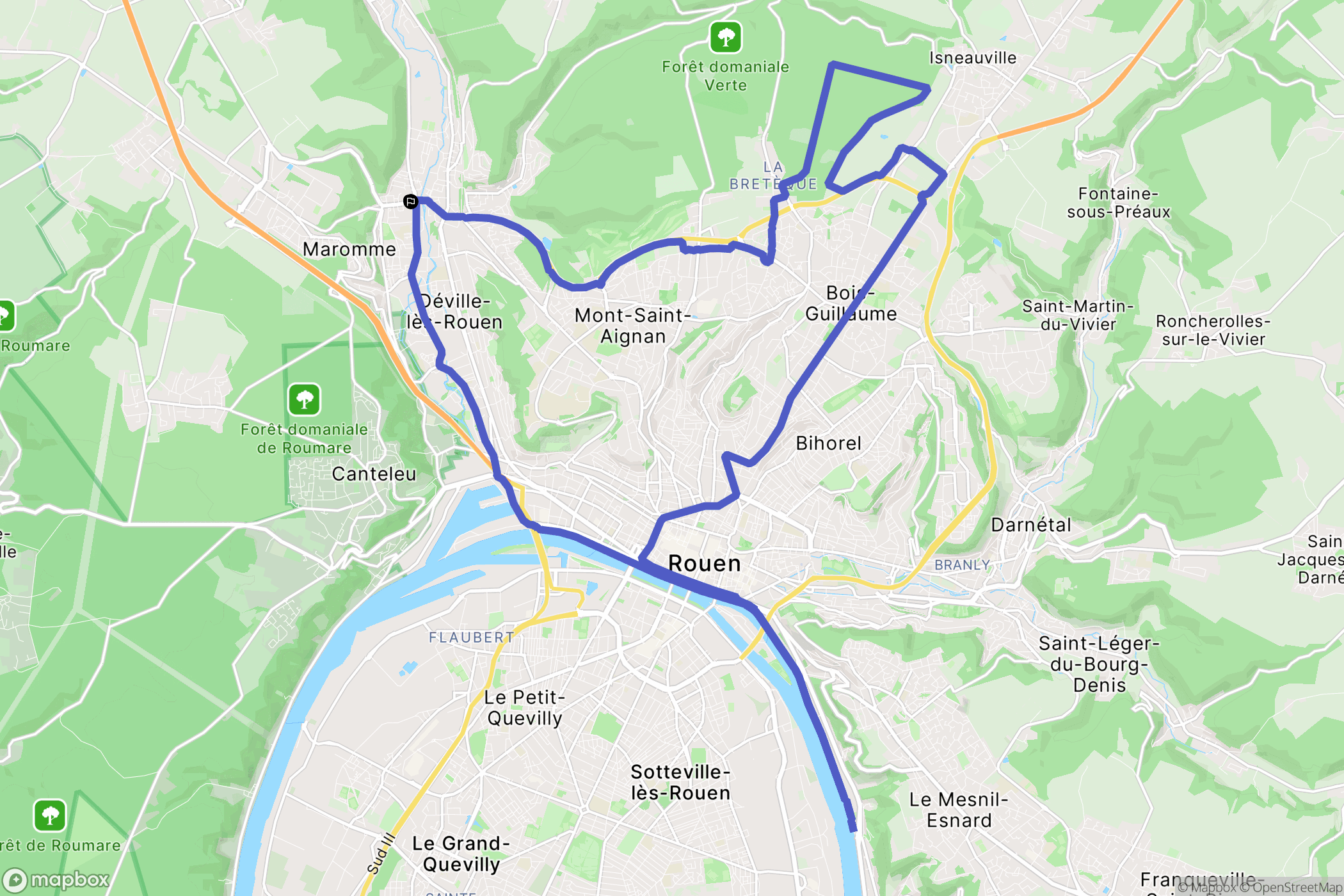 Maromme : carte du parcours de randonnée - France