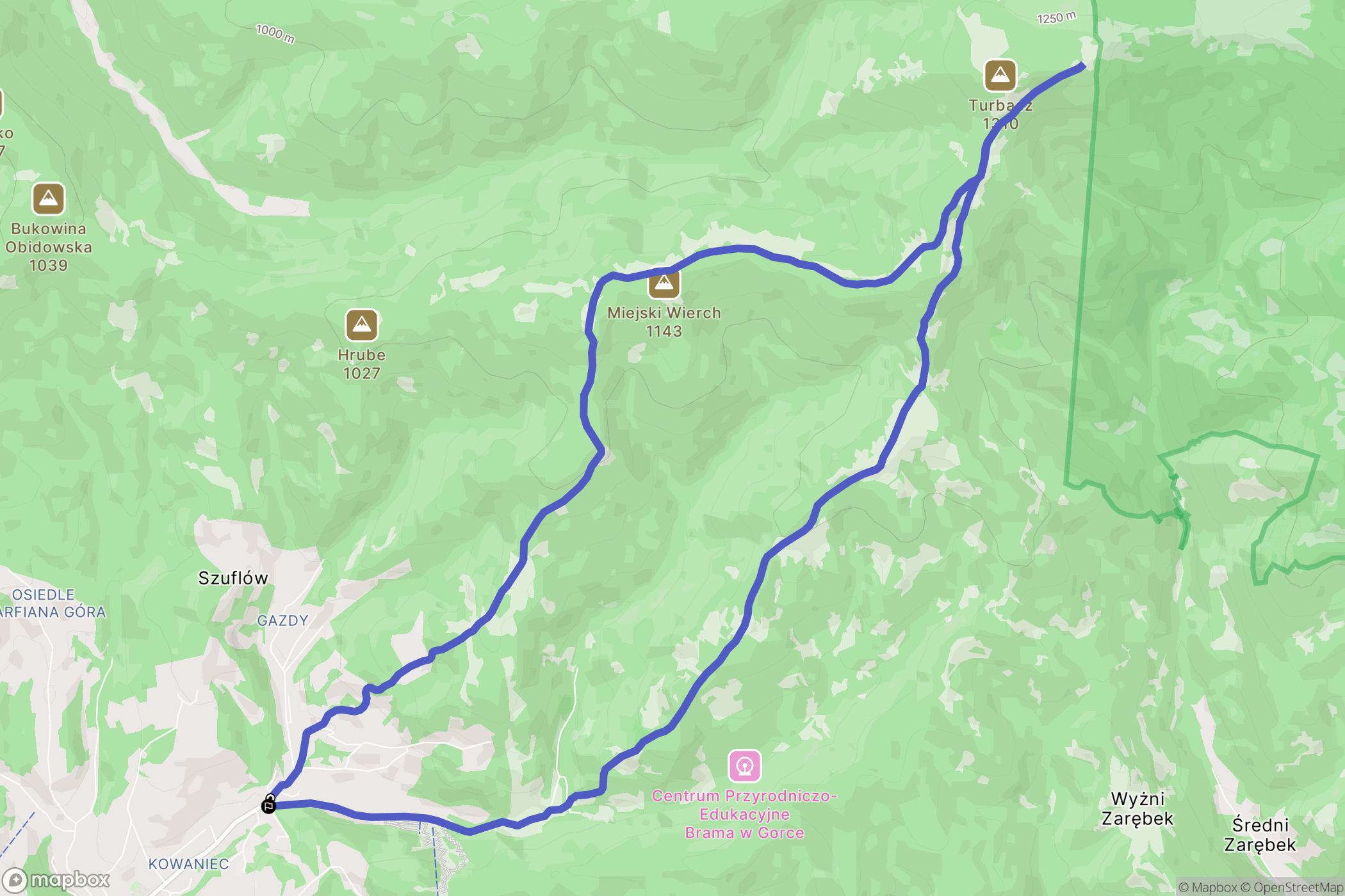 Nowy Targ: mapa trasy - Poland