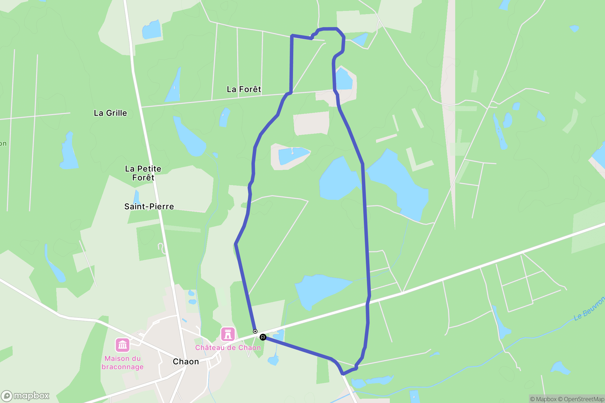 Chaon : carte du parcours de randonnée - France