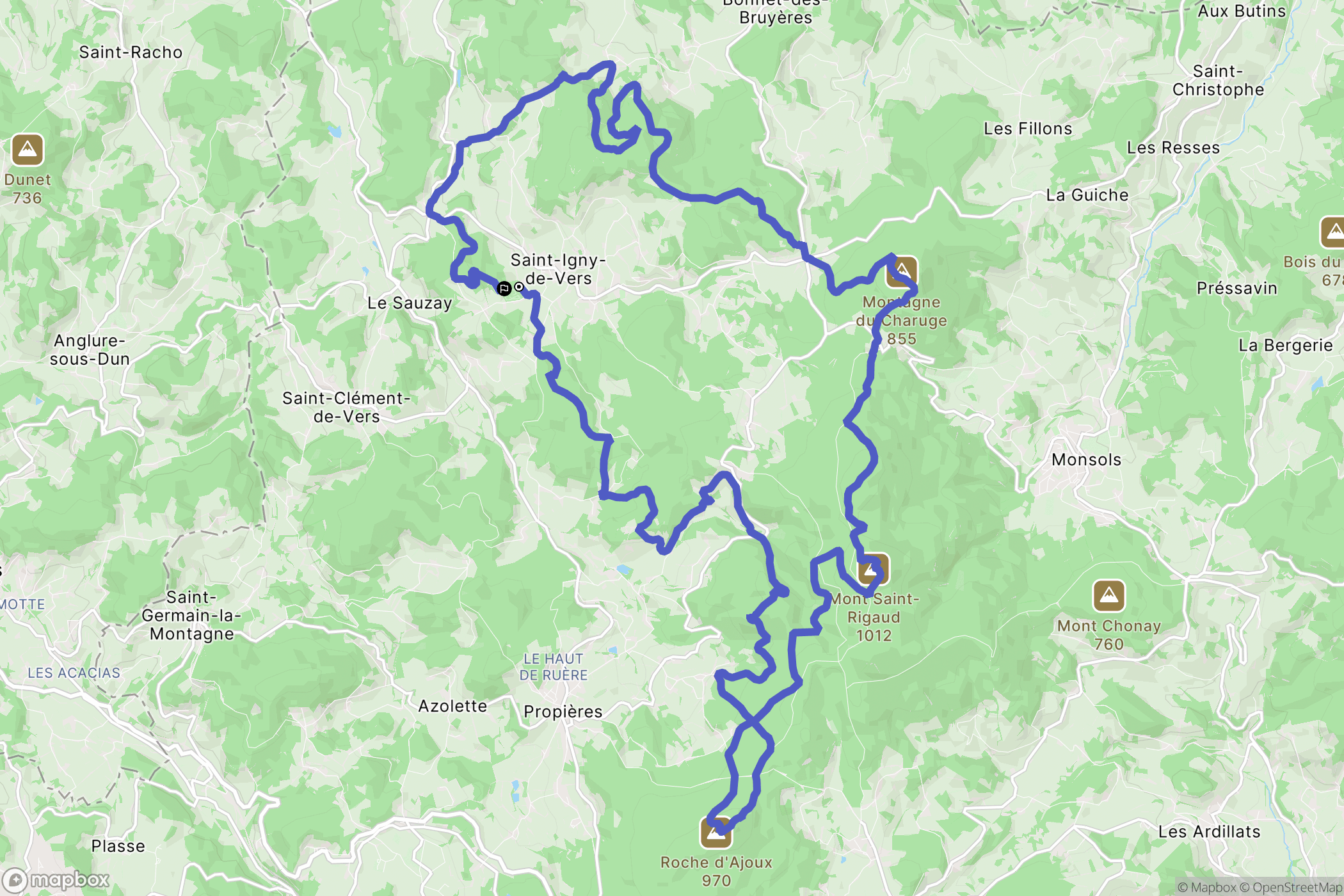 Saint-Igny-de-Vers : carte du parcours de randonnée - France