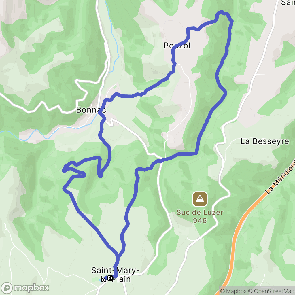 Saint-Mary-le-Plain : carte du parcours de randonnée - France