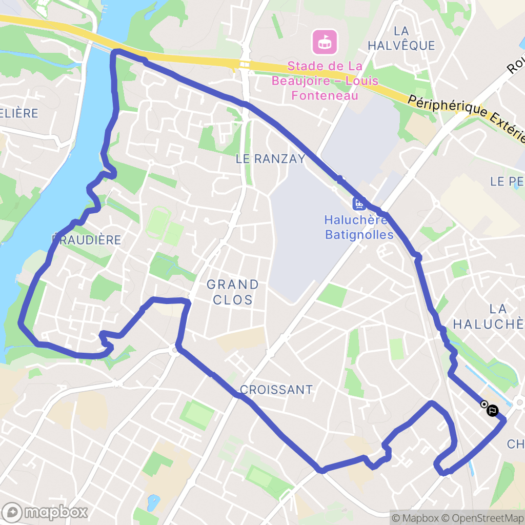 Nantes : carte du parcours de randonnée - France