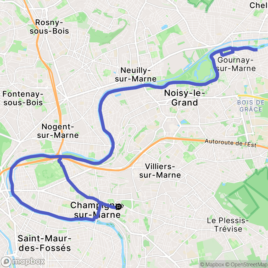 Champigny-sur-Marne : carte du parcours de randonnée - France