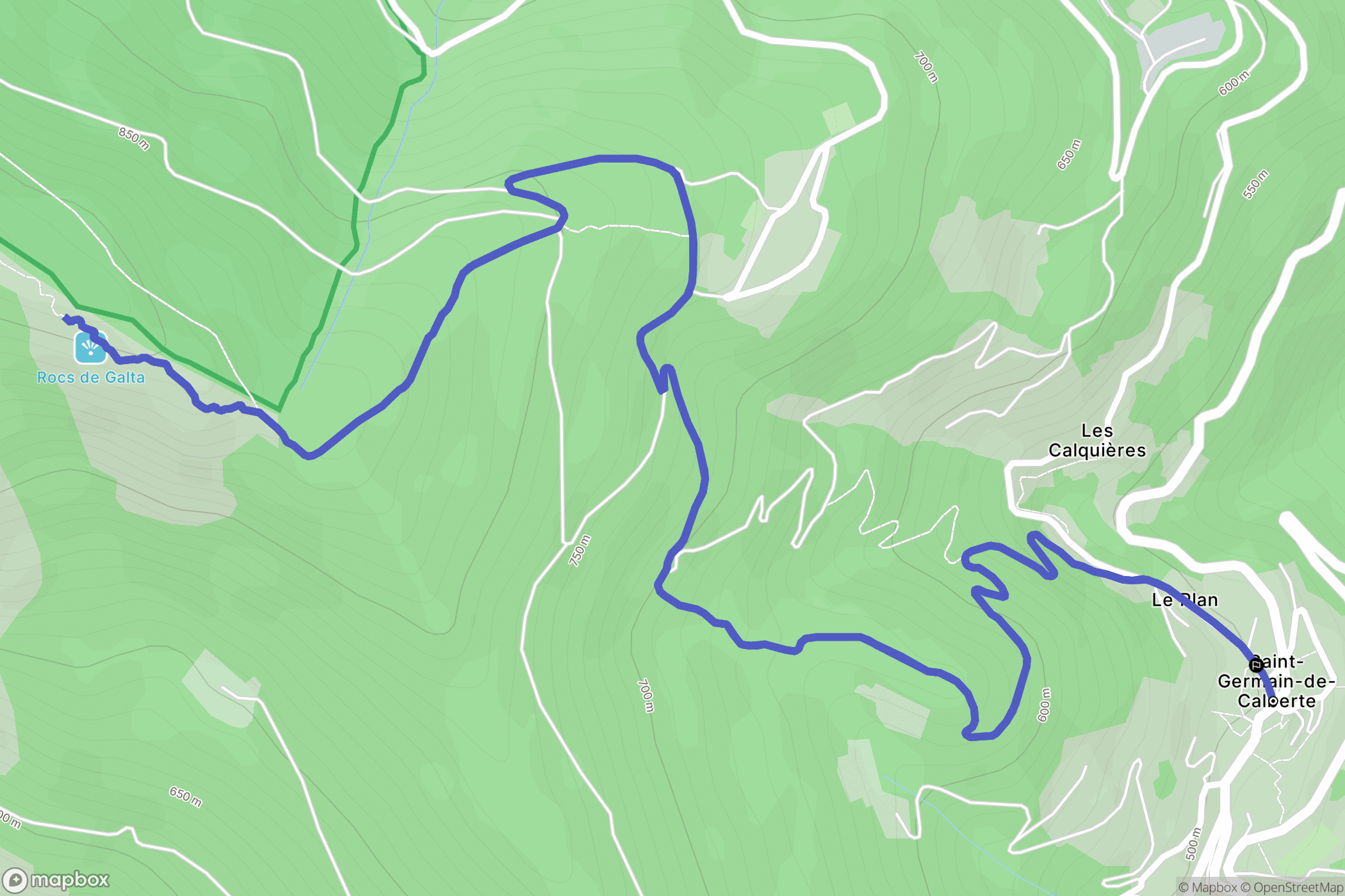 Saint-Germain-de-Calberte : carte du parcours de randonnée - France