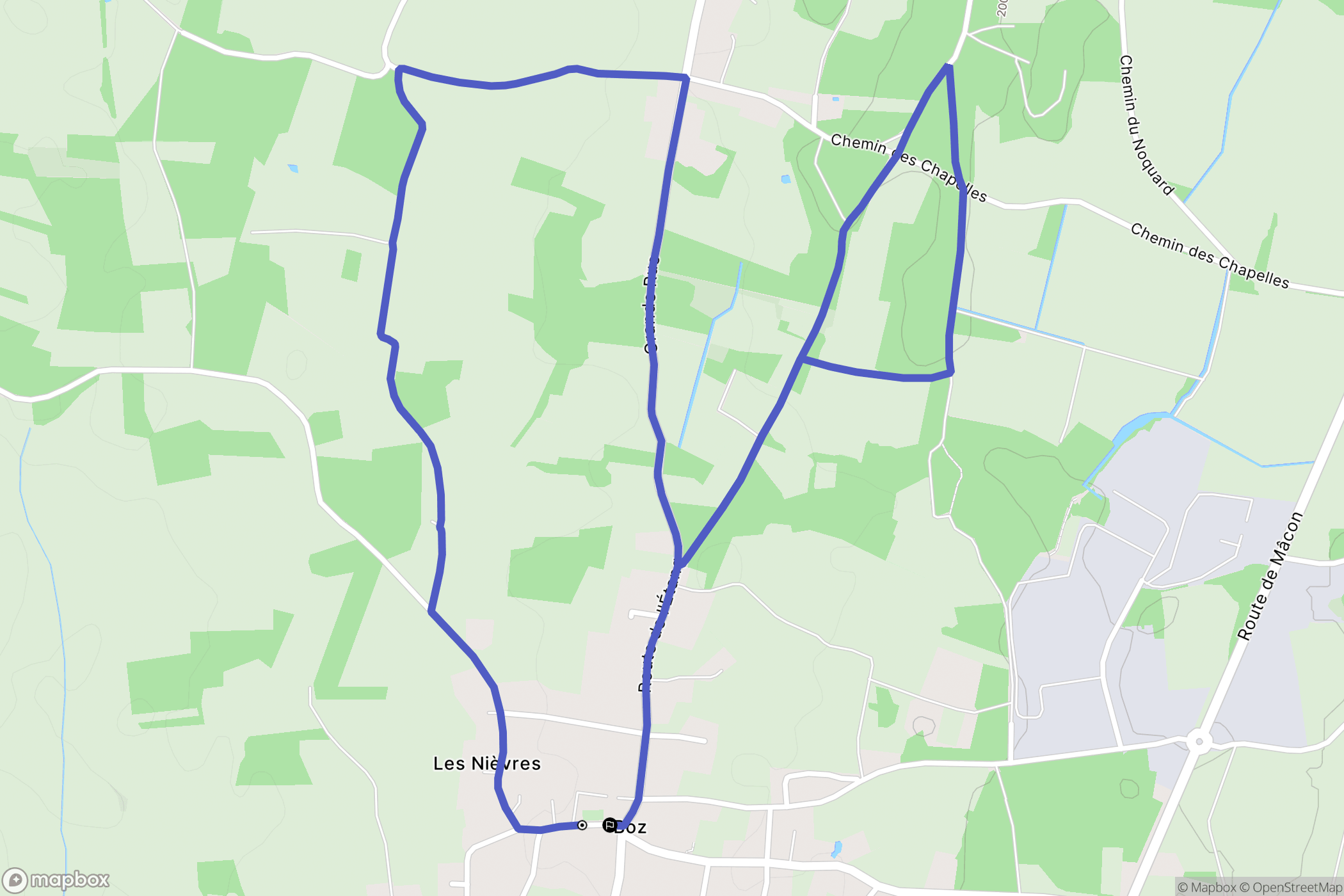 Boz : carte du parcours de randonnée - France